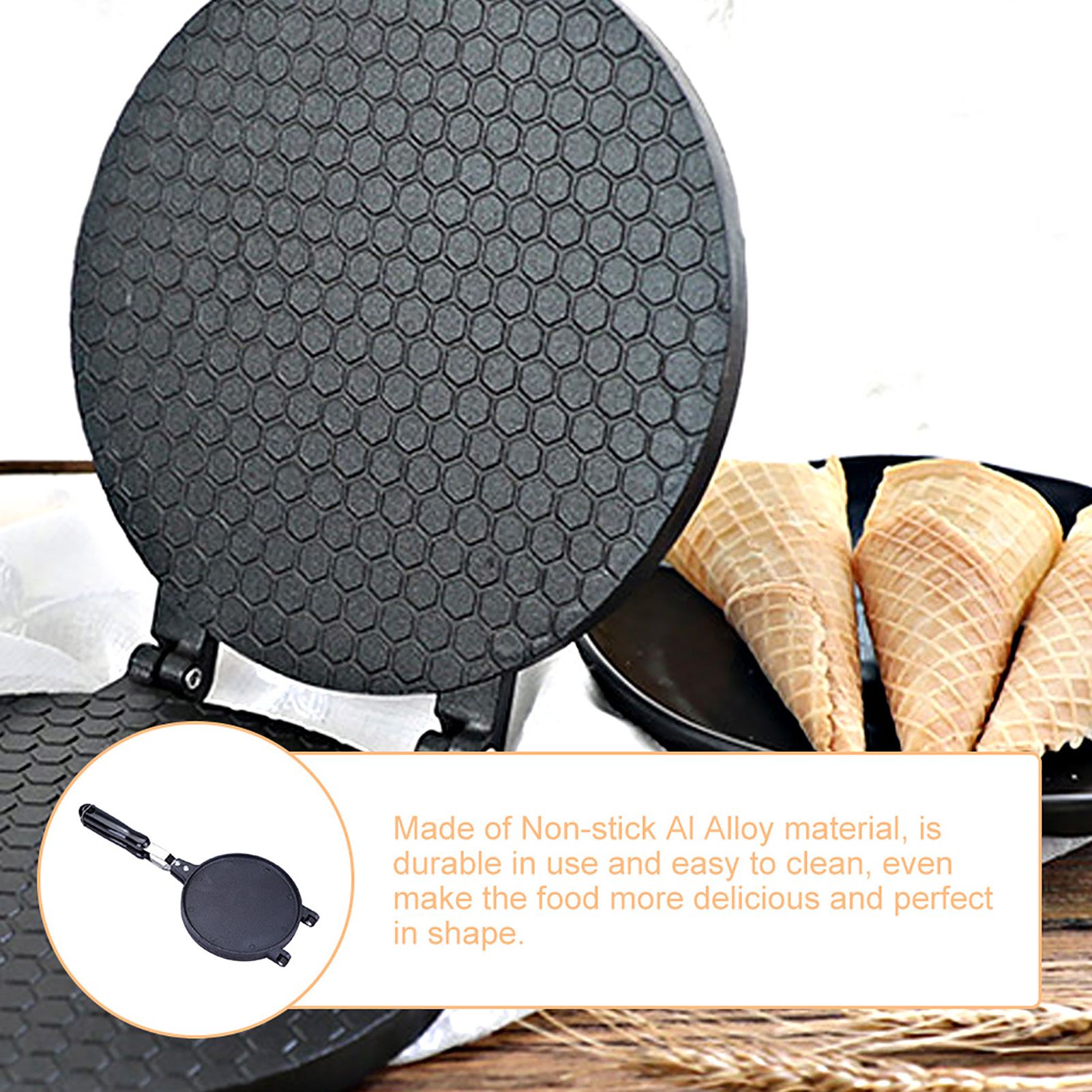 Household Kitchen Gas Nonstick Waffle Cone Making Mold Mould Baker Egg Roll view 5