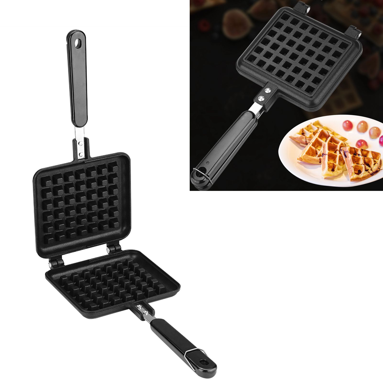 Household Kitchen Gas NOn Stick Waffle Maker Pan Mould Mold Press Plate view 12