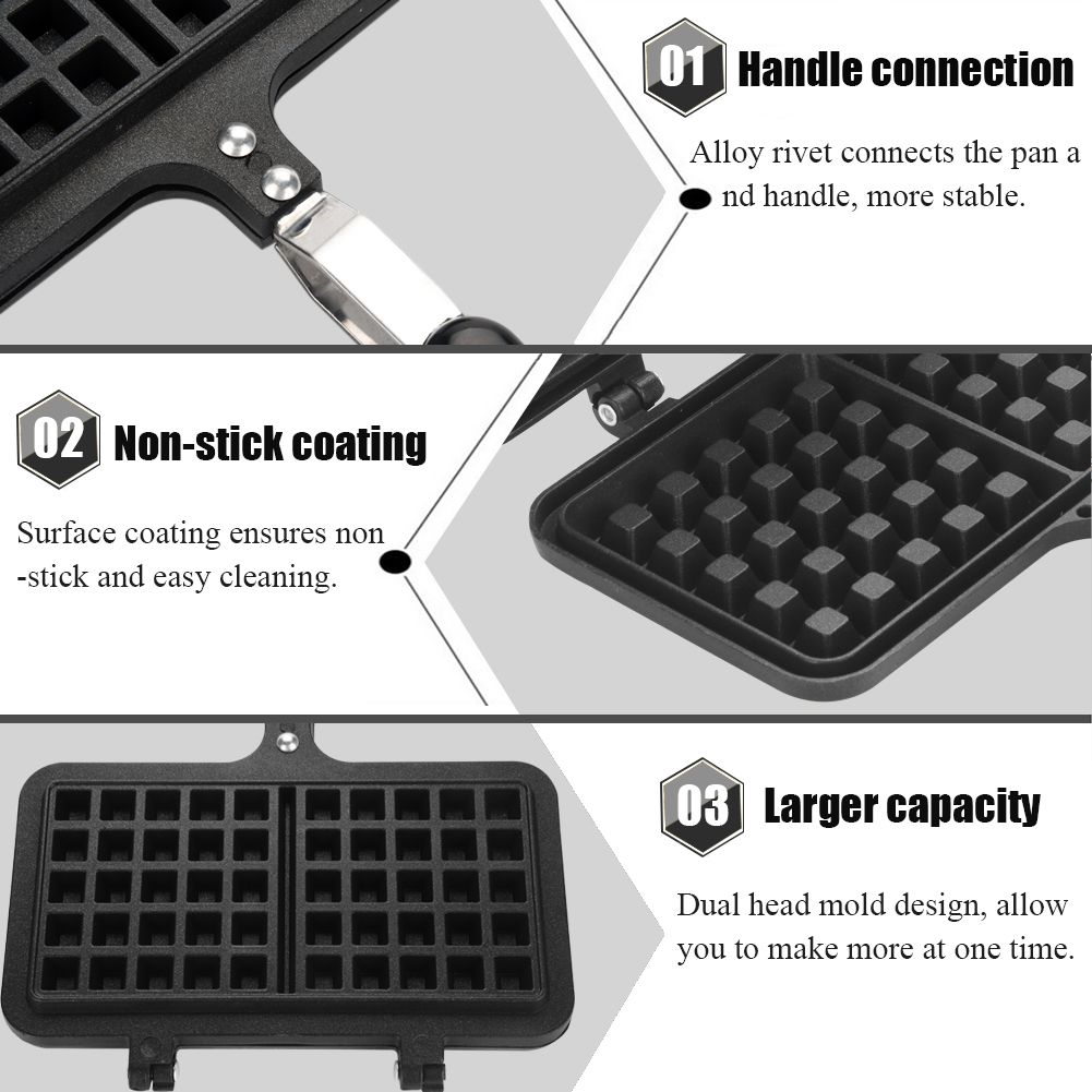 Dual Head Household Kitchen Gas NOn Stick Waffle Maker Pan Mould Mold Press view 4
