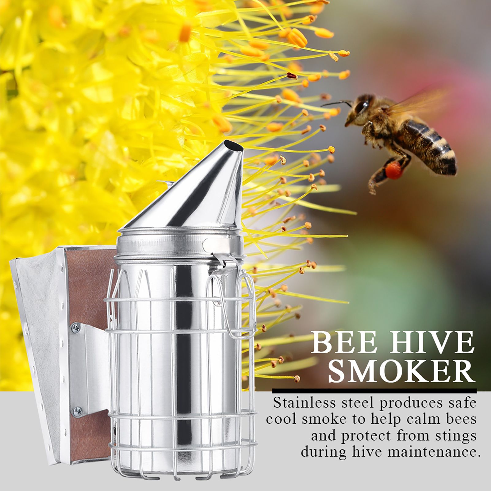 Bee Hive Smoker with Heat Shield Protection Board Iron Beekeeping Equipment view 3