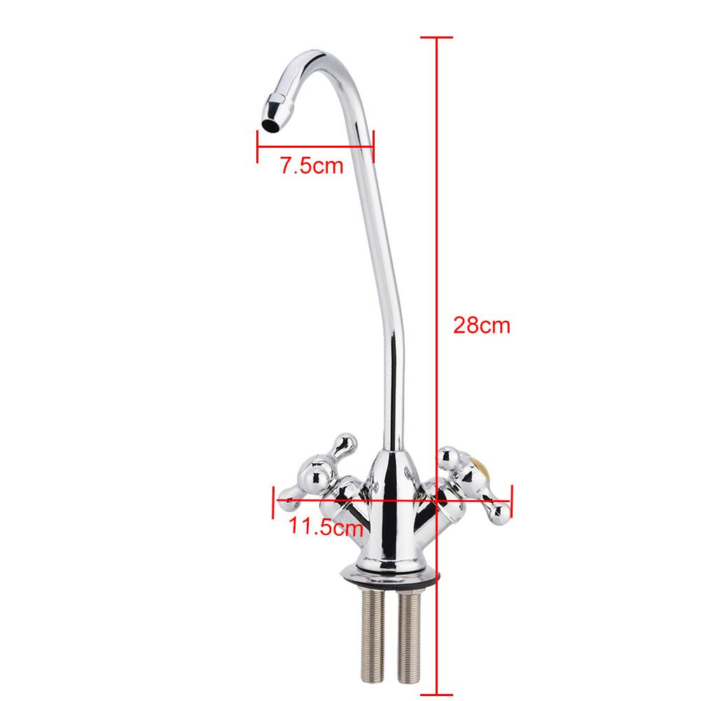 1/4'' Zinc Alloy Kitchen Double Head Faucet Tap Chrome Reverse Osmosis RO view 3