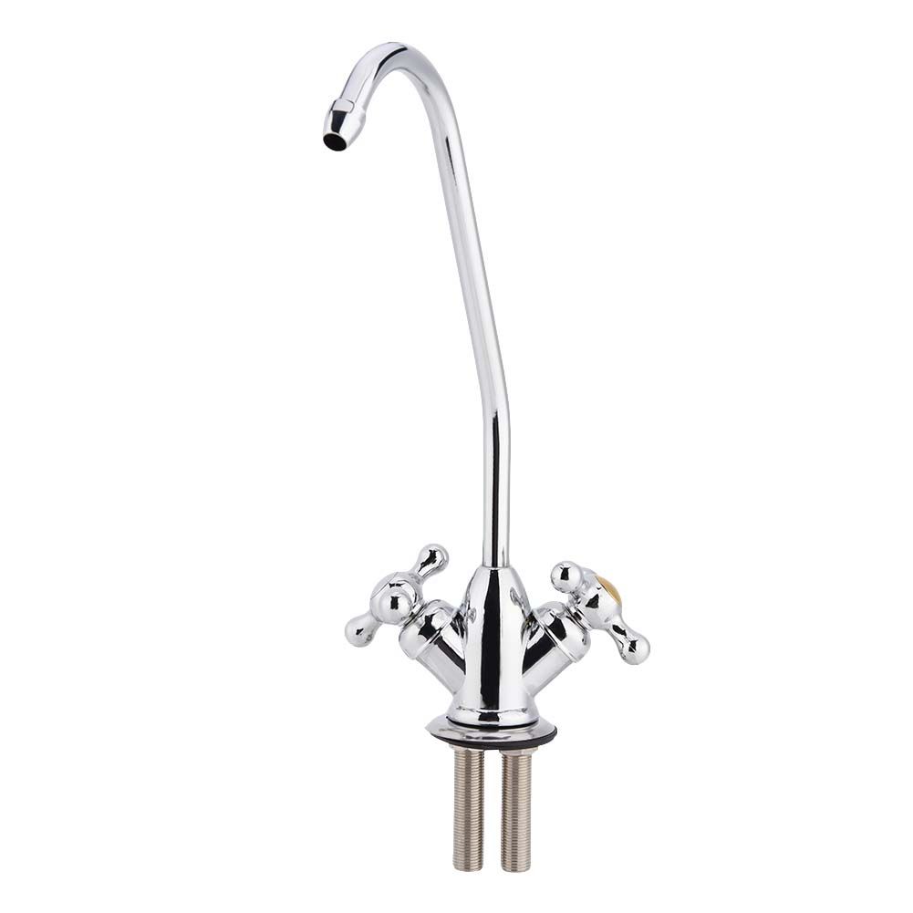 1/4'' Zinc Alloy Kitchen Double Head Faucet Tap Chrome Reverse Osmosis RO view 6
