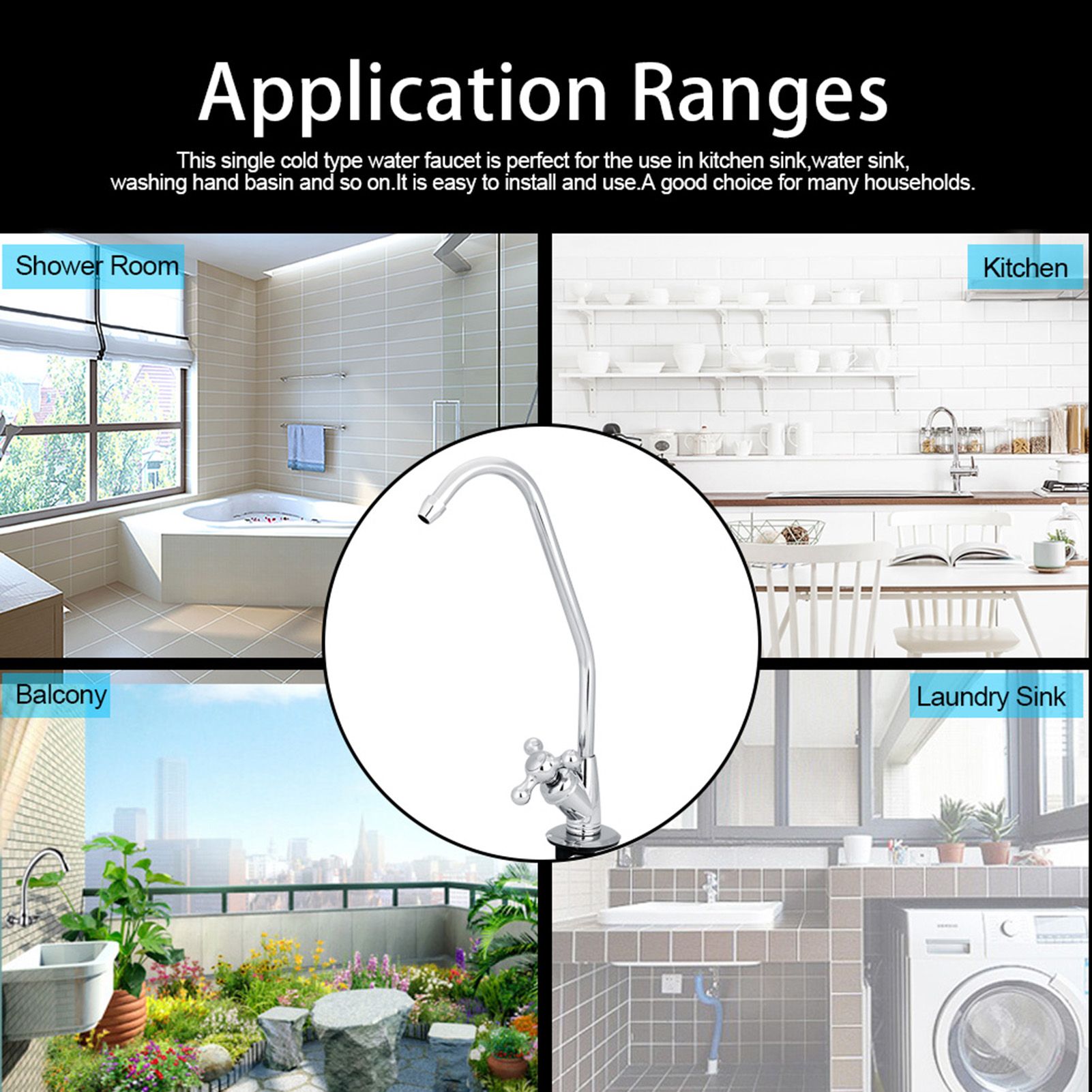 1/4'' Zinc Alloy Kitchen Faucet Tap Chrome Reverse Osmosis RO Drinking Water view 2