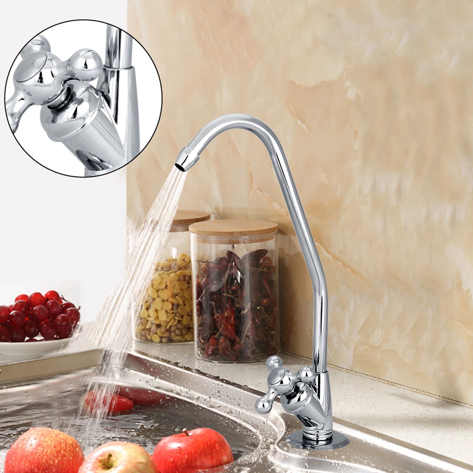 1/4'' Zinc Alloy Kitchen Faucet Tap Chrome Reverse Osmosis RO Drinking Water view 3
