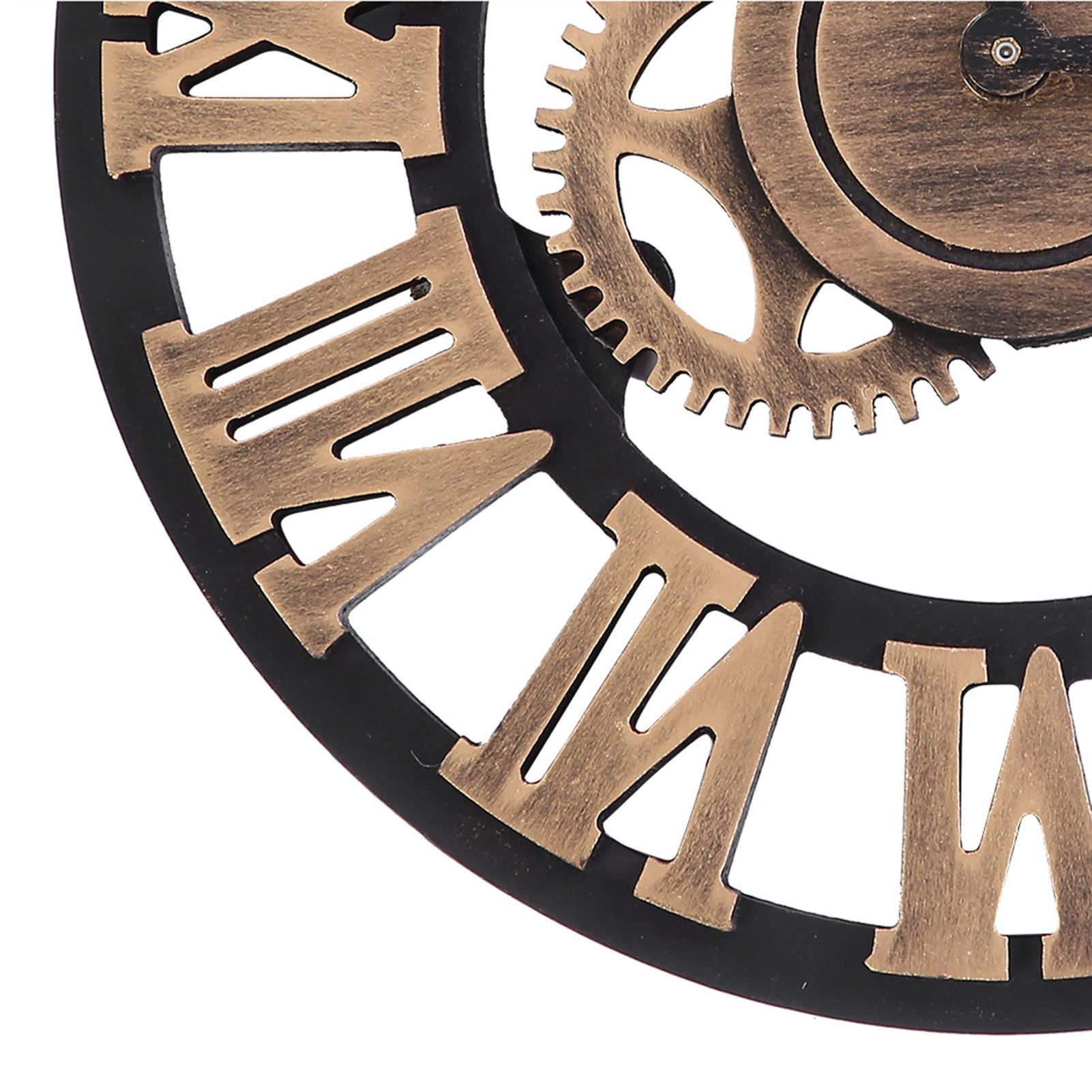 3D Rustic Handmade Wall Clock Gear Wooden Vintage Decor for Living view 5
