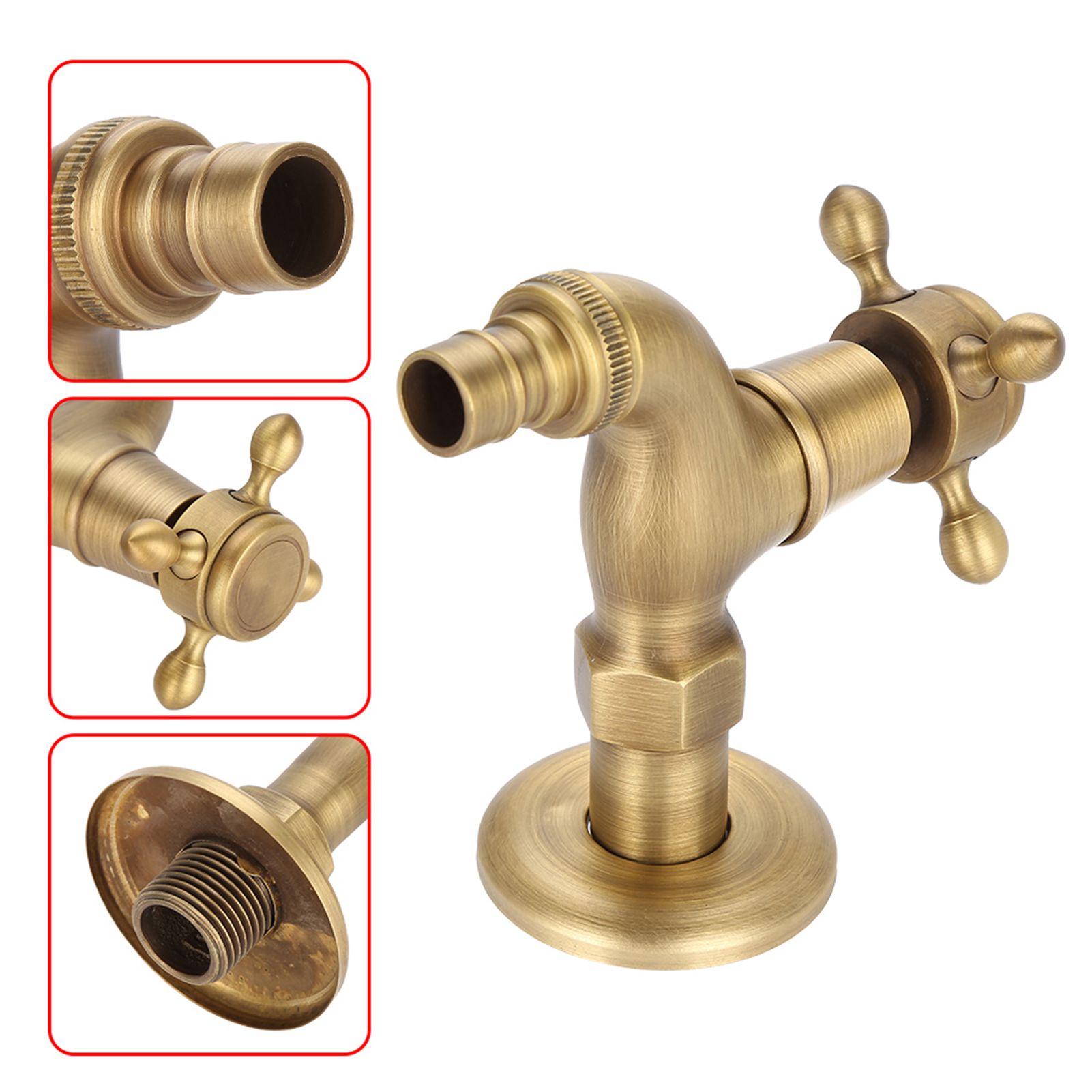 Vintage Solid Brass Single Handle Faucet for Washing Machine Wall Mounted view 11