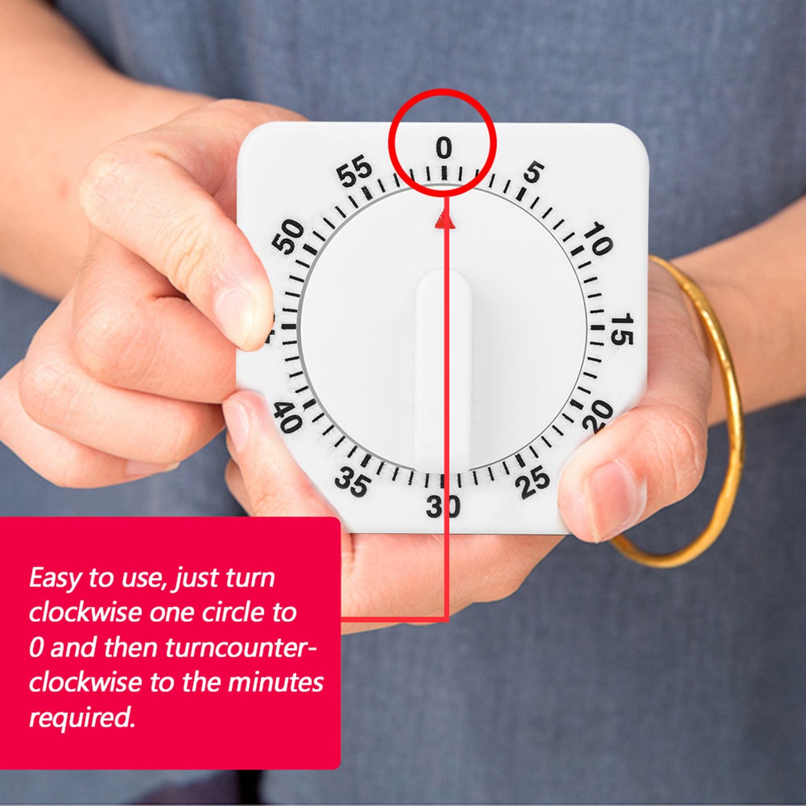 Portable 60 Minutes Count Down Mechanical Timer Baking Kitchen Cooking Tool view 3