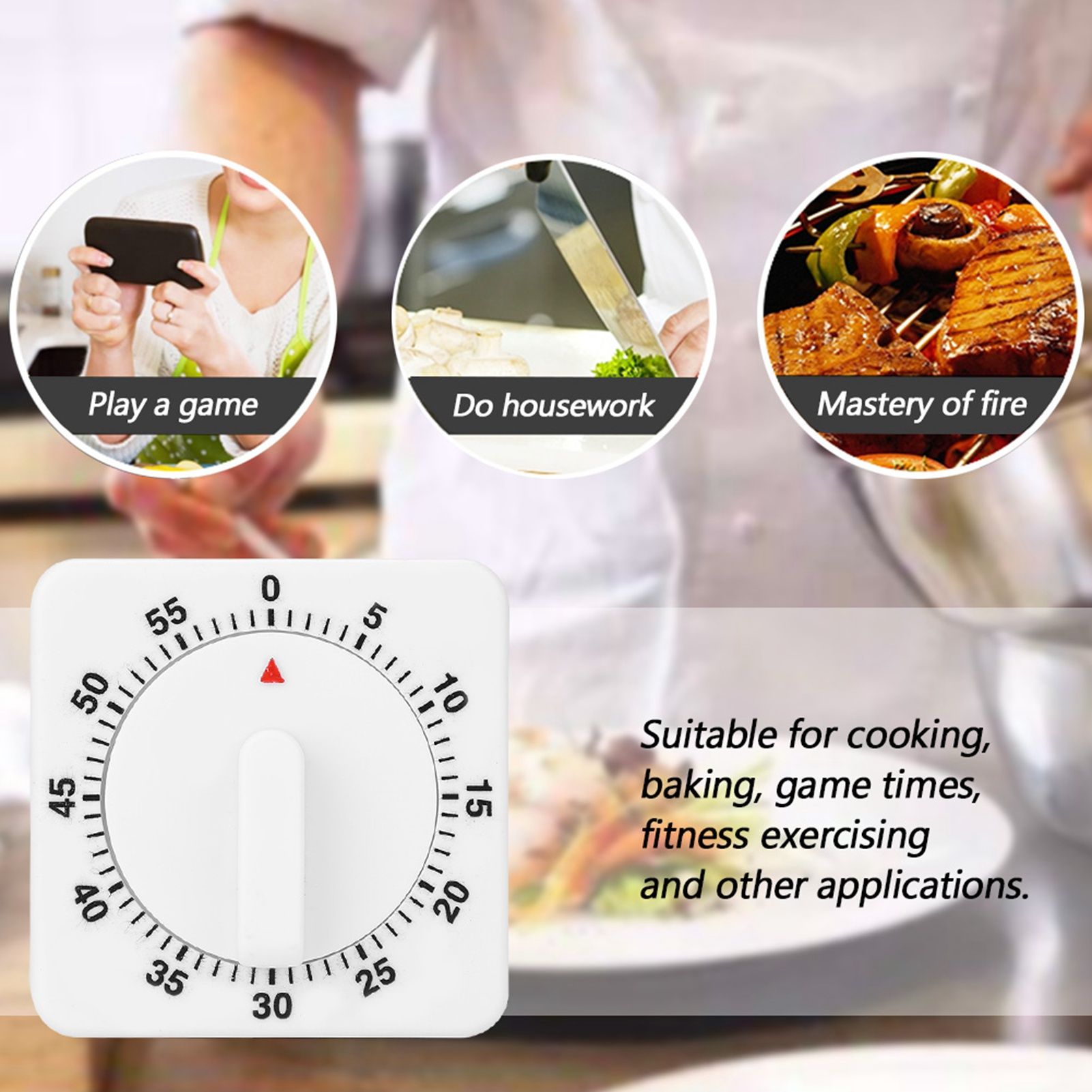 Portable 60 Minutes Count Down Mechanical Timer Baking Kitchen Cooking Tool view 4