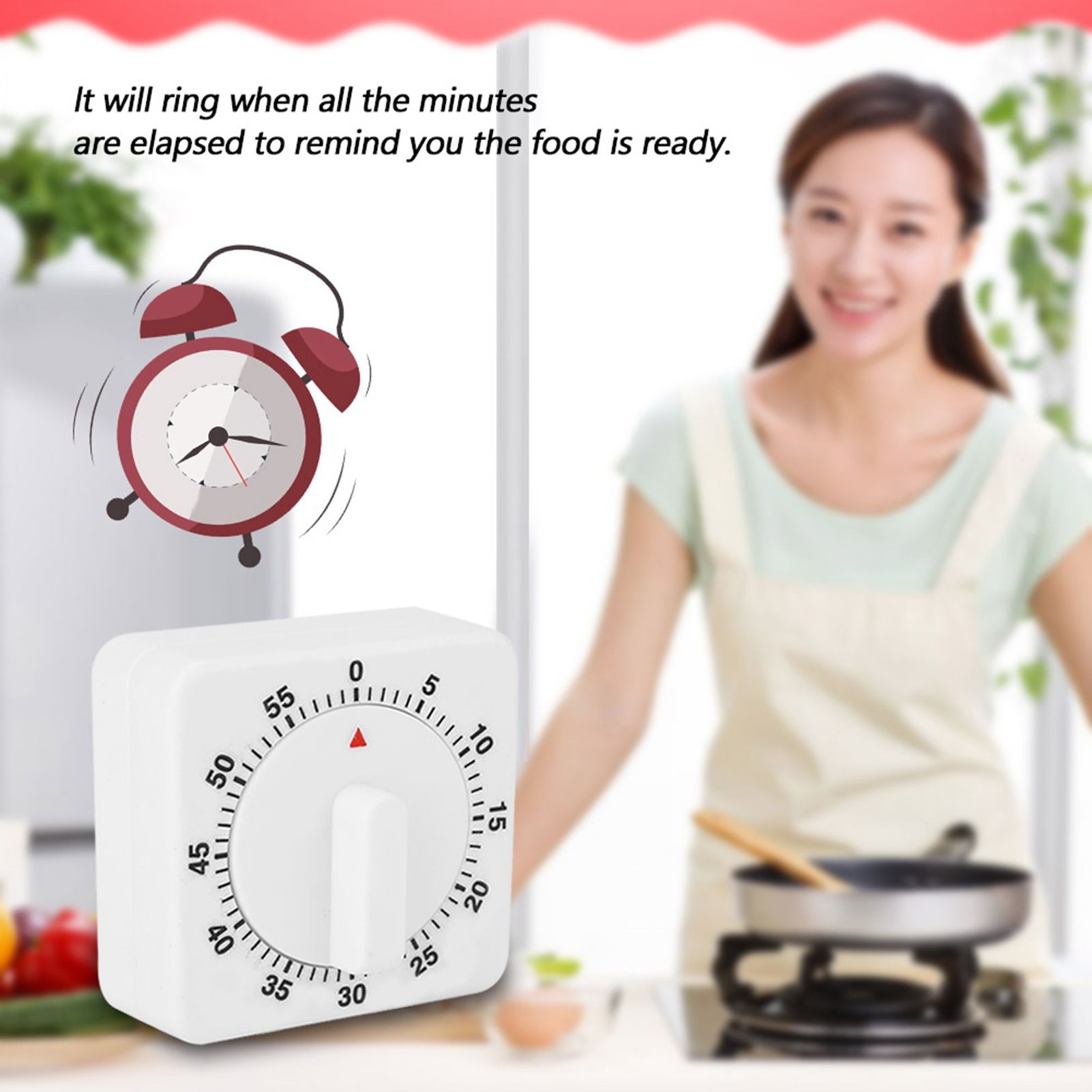 Portable 60 Minutes Count Down Mechanical Timer Baking Kitchen Cooking Tool view 5