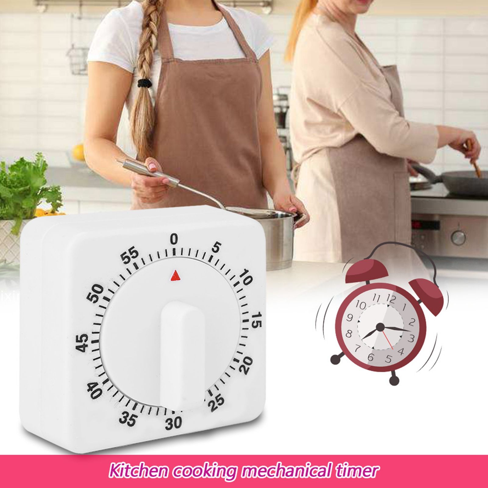 Portable 60 Minutes Count Down Mechanical Timer Baking Kitchen Cooking Tool view 6