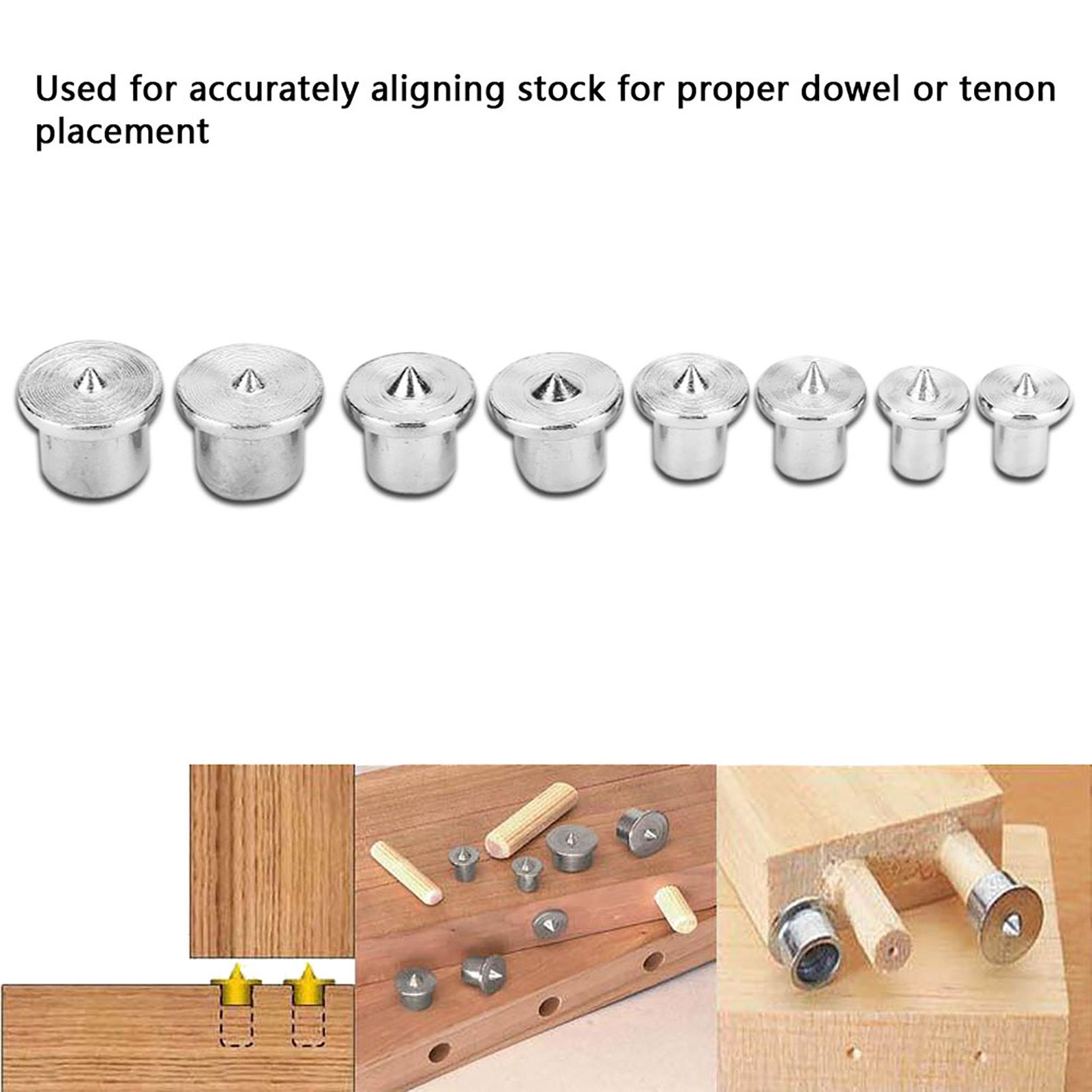 8pcs Woodworking Dowel Centers Tenon Alignment Tool Points Marker 6/8/10/12mm view 3
