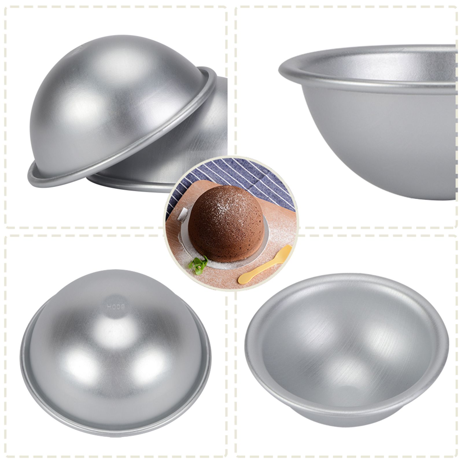 10cm Semicircle Mold Aluminum Hemisphere Chiffon Cake Pan Bikini Cake Dessert view 2