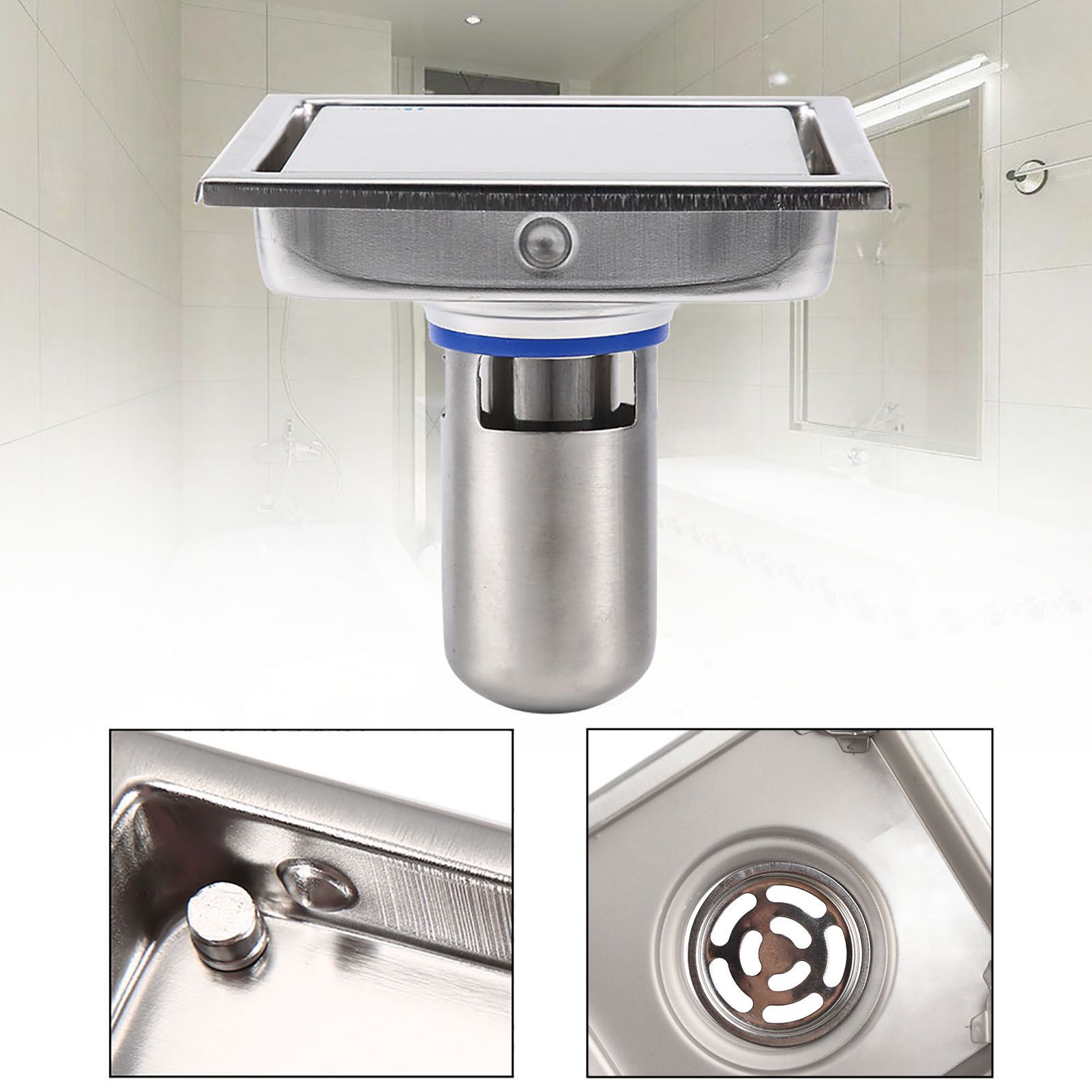 304 Stainless Steel 110 X 110mm Bathroom Shower Tile Insert Square Shower view 5