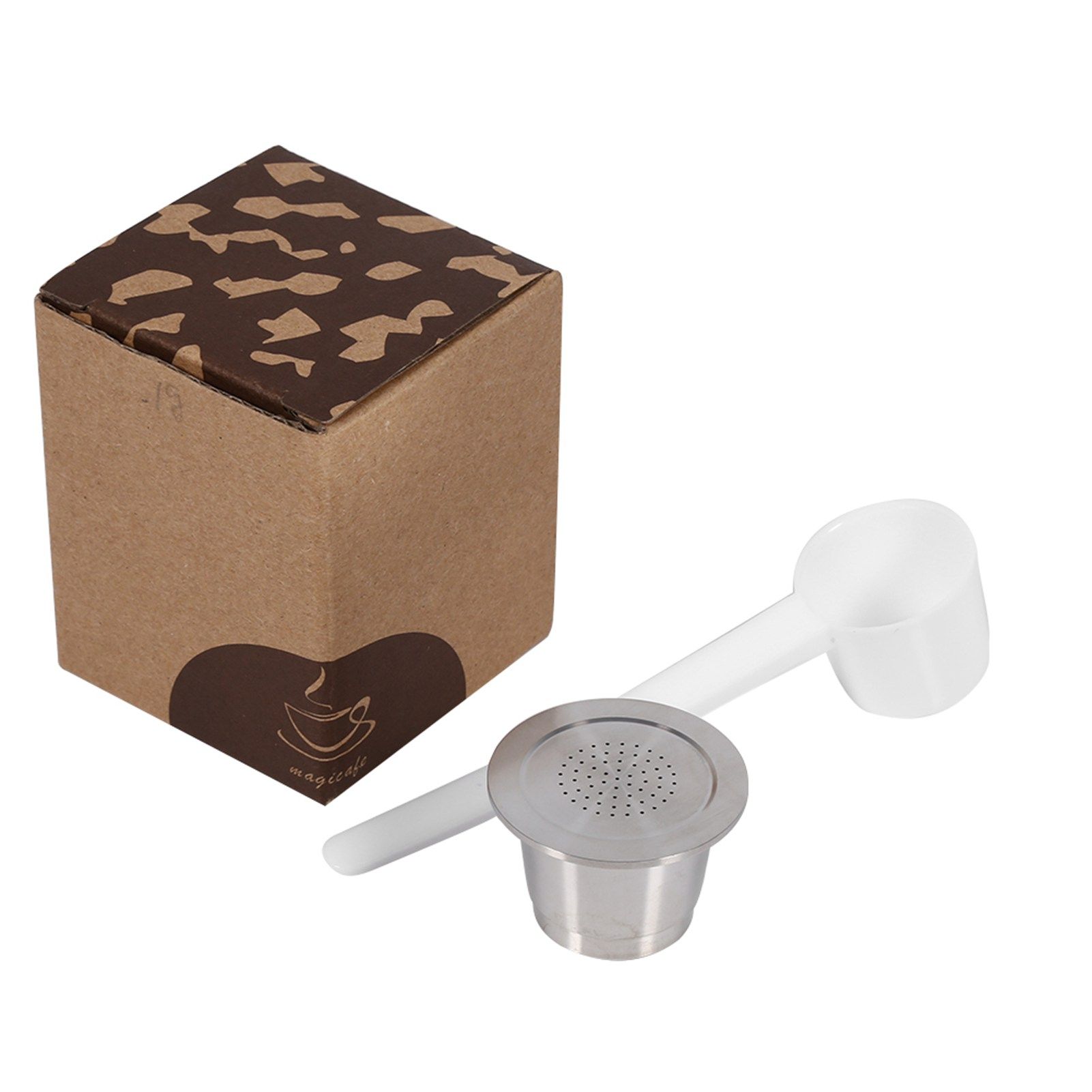 Stainless steel Refillable Reusable Coffee Capsule With Spoon Compatible For
