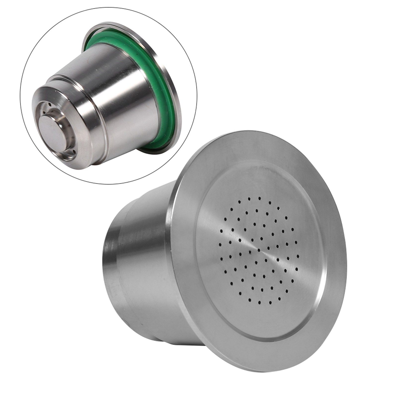 Stainless steel Refillable Reusable Coffee Capsule With Spoon Compatible For view 10