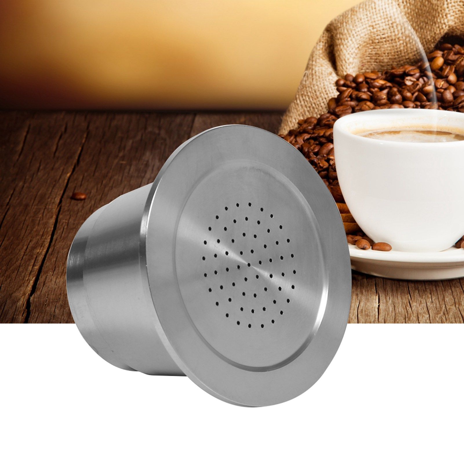 Stainless steel Refillable Reusable Coffee Capsule With Spoon Compatible For view 11