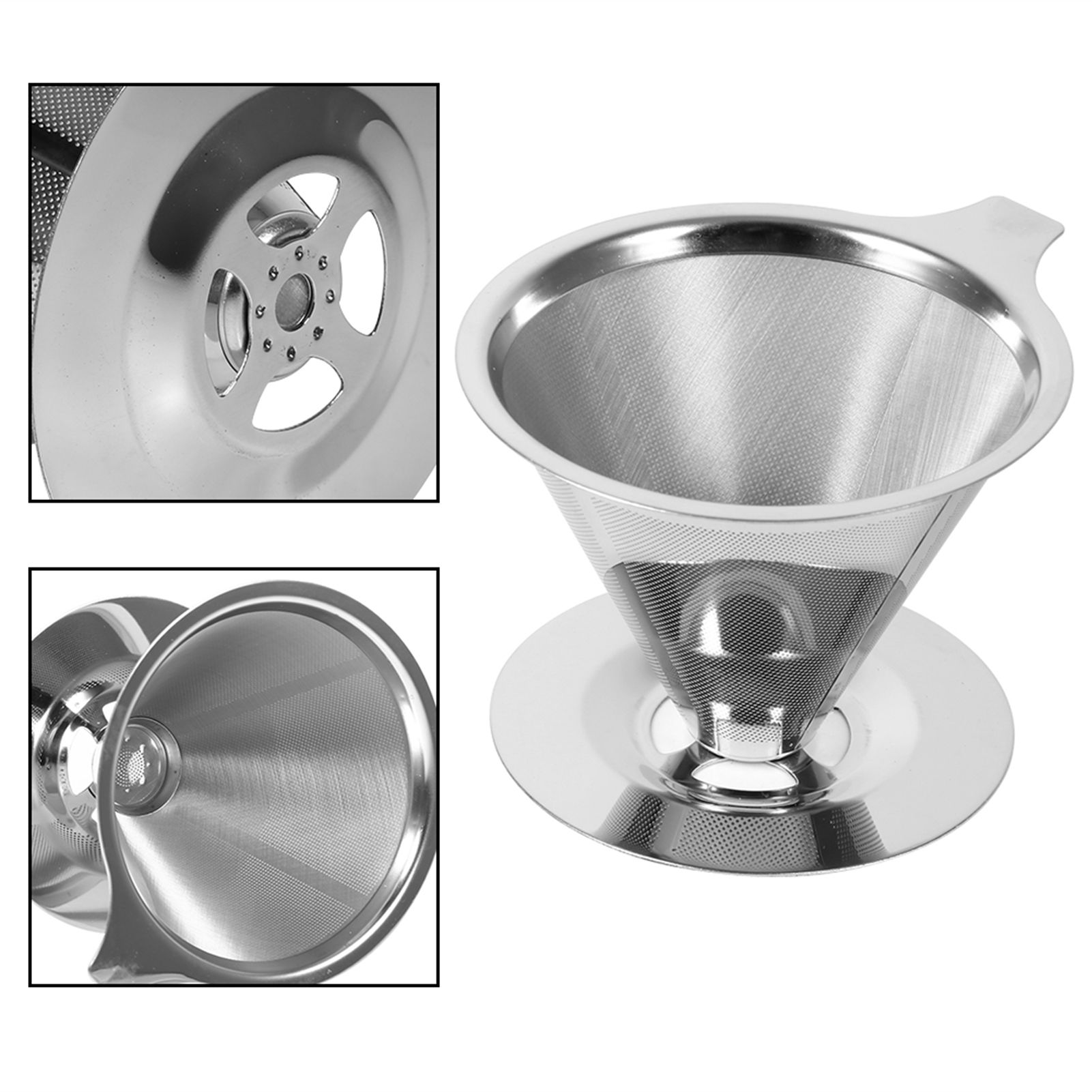 1Pc Stainless Steel Pour Over Coffee Dripper Double Layer Mesh Filter Cup view 10