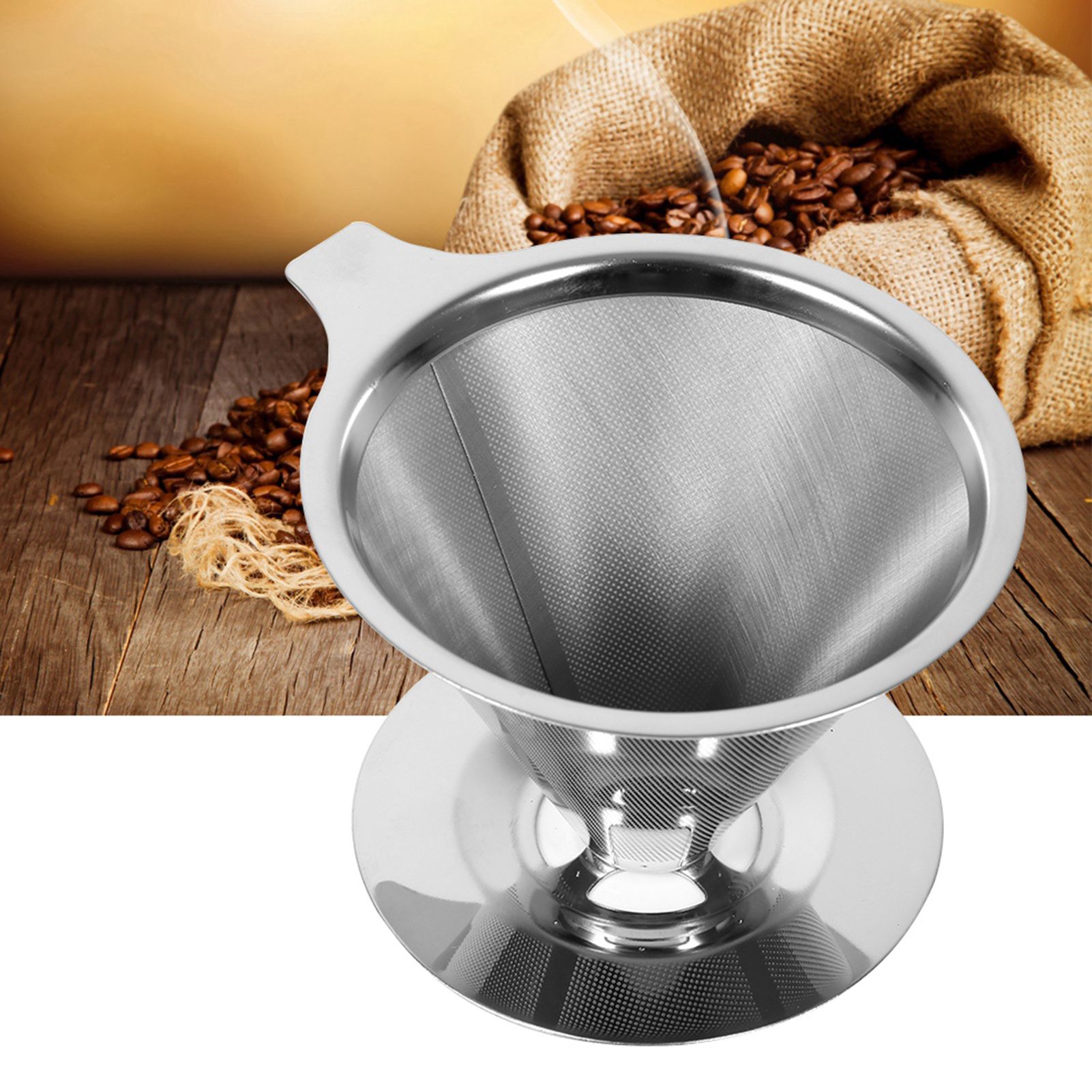 1Pc Stainless Steel Pour Over Coffee Dripper Double Layer Mesh Filter Cup view 12