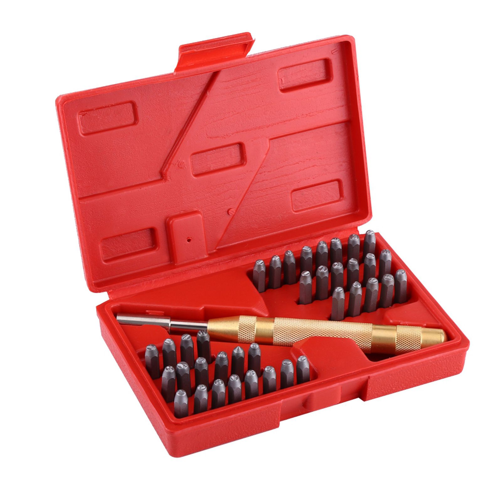 38pc Automatic Letter Number Stamping Metal Punch Stamp Set Tool Kit for