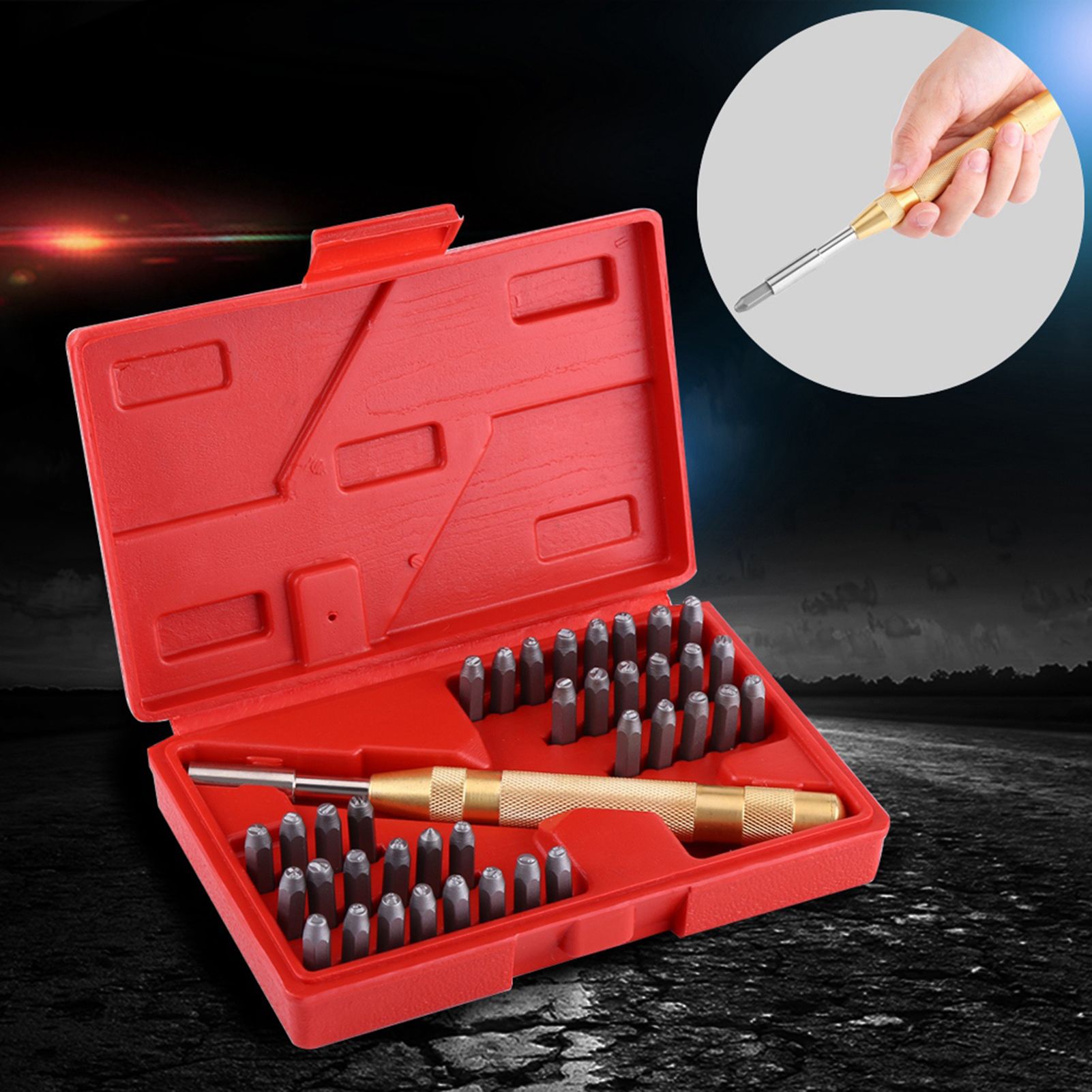 38pc Automatic Letter Number Stamping Metal Punch Stamp Set Tool Kit for view 12