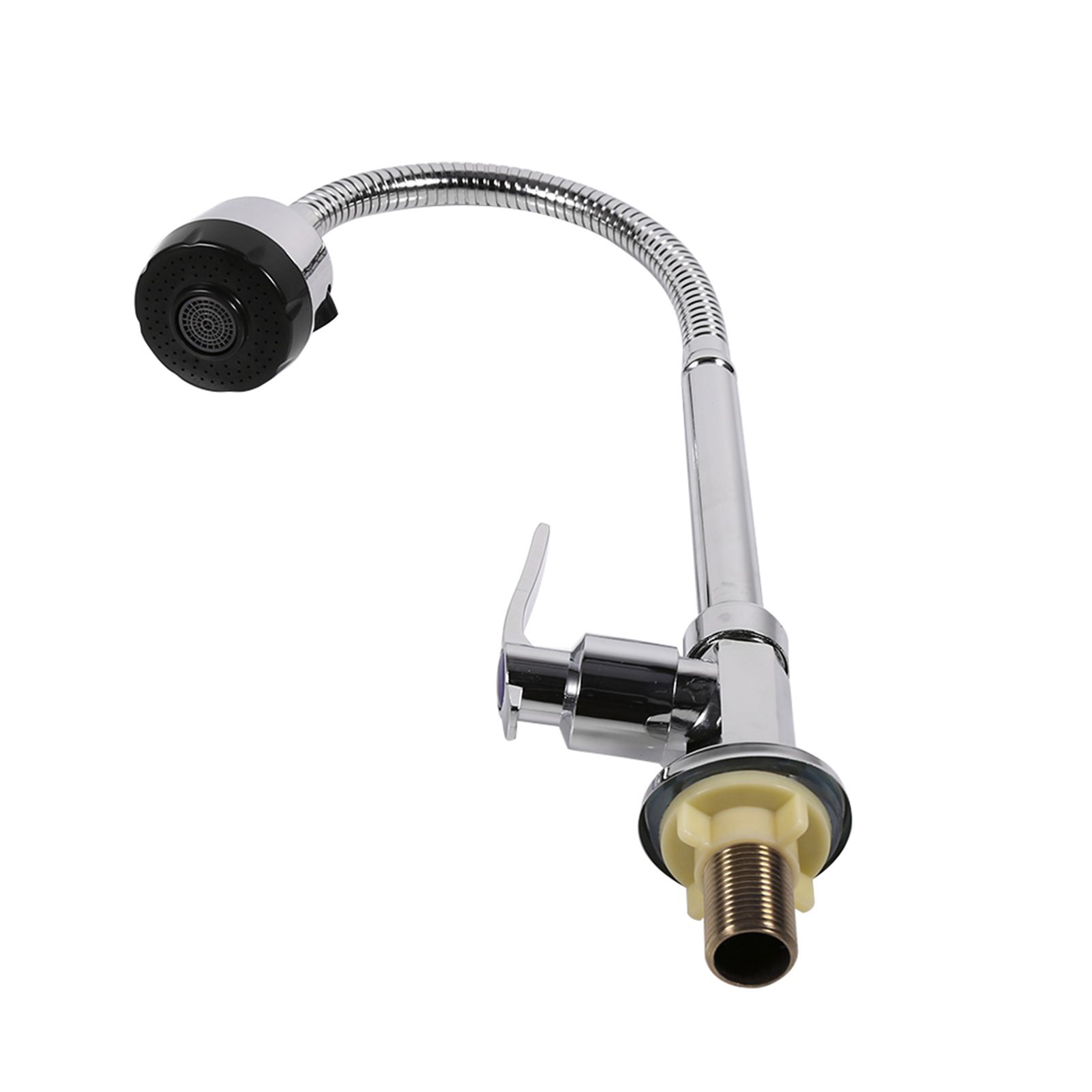 Zinc Alloy Swivel Spout Single Handle Sink Kitchen Faucet Pull Down Spray Cold view 5