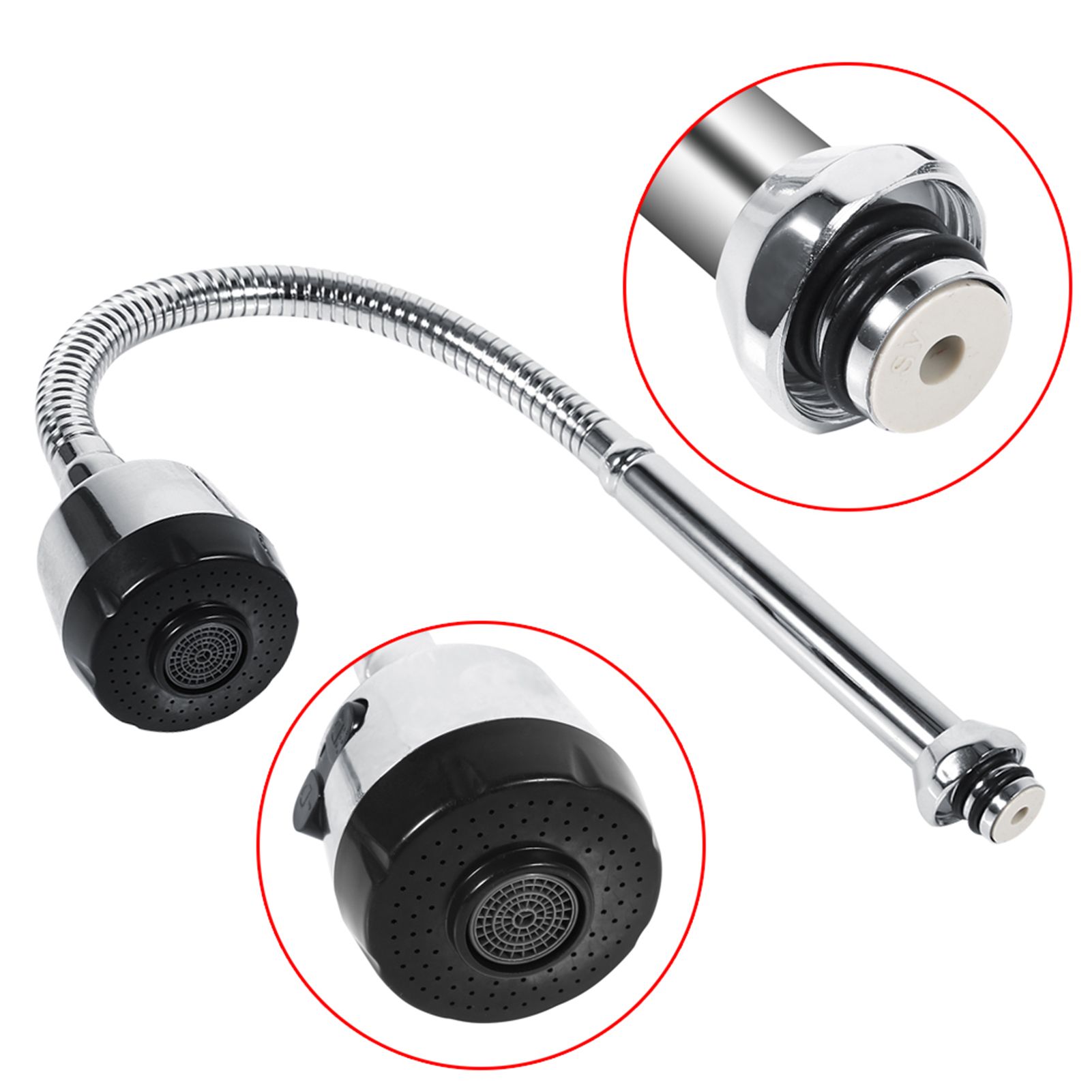 1x 304 Stainless Steel Swivel Spout Kitchen Sink Faucet Pipe Fittings Single view 9