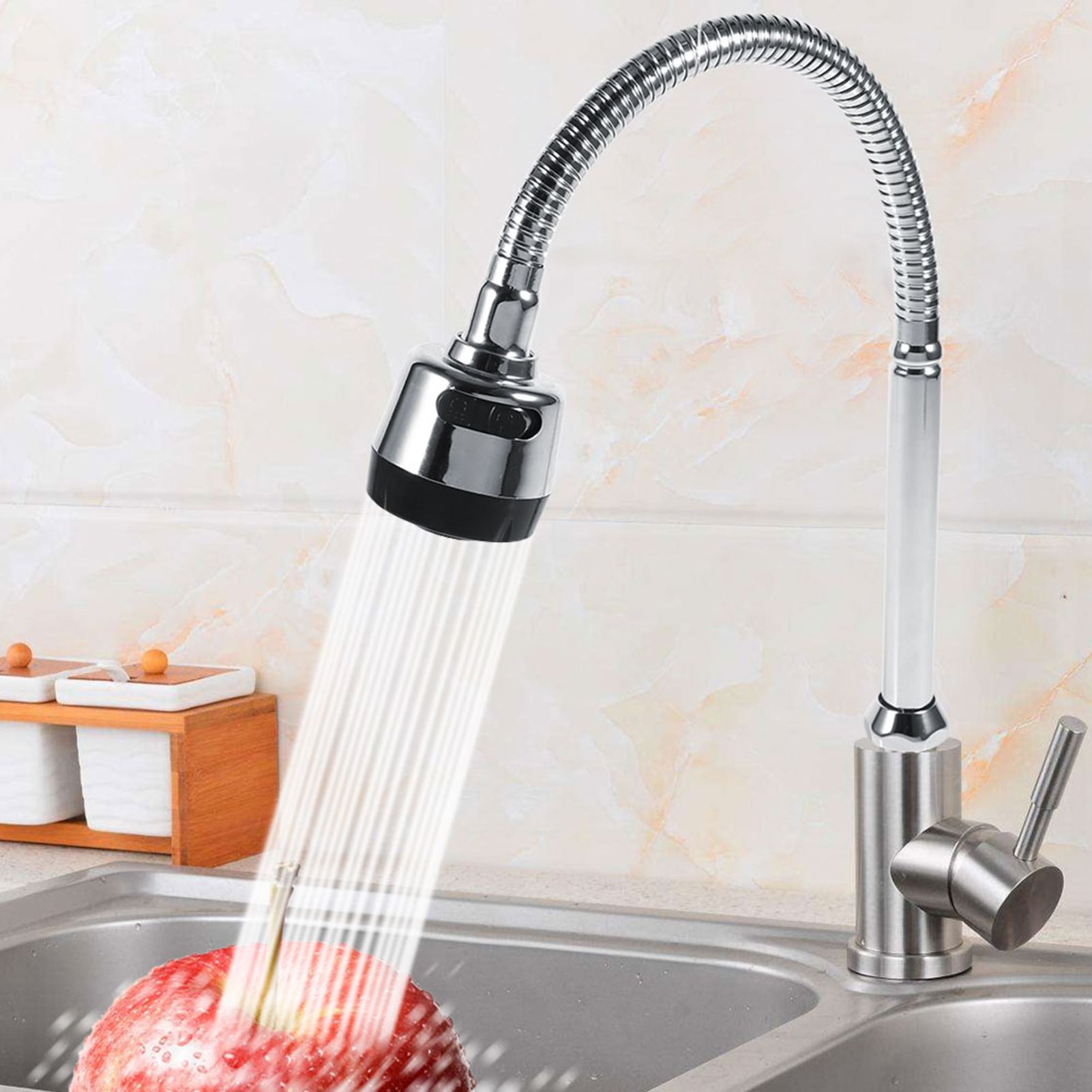 1x 304 Stainless Steel Swivel Spout Kitchen Sink Faucet Pipe Fittings Single view 10