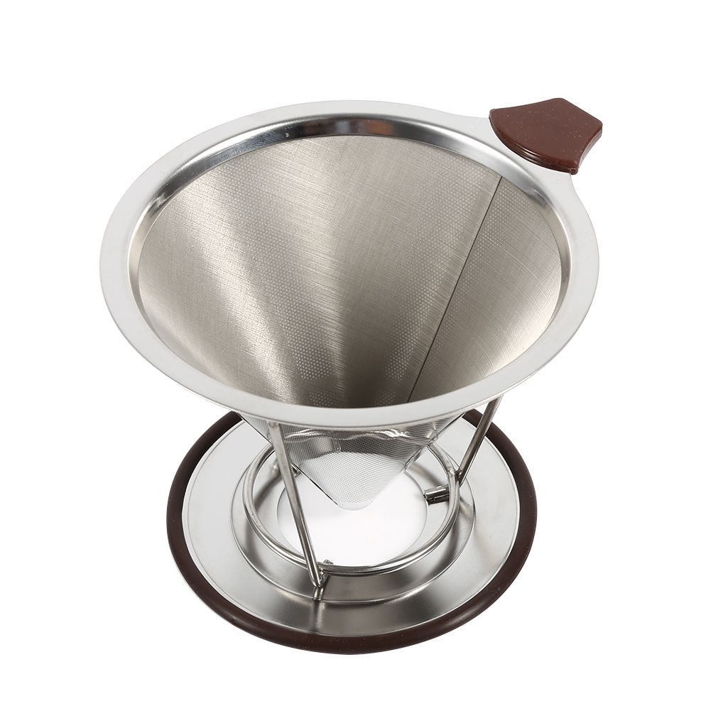 1x Portable 304 Stainless Steel Drip Dripper Double Layer Mesh Coffee Cone view 4