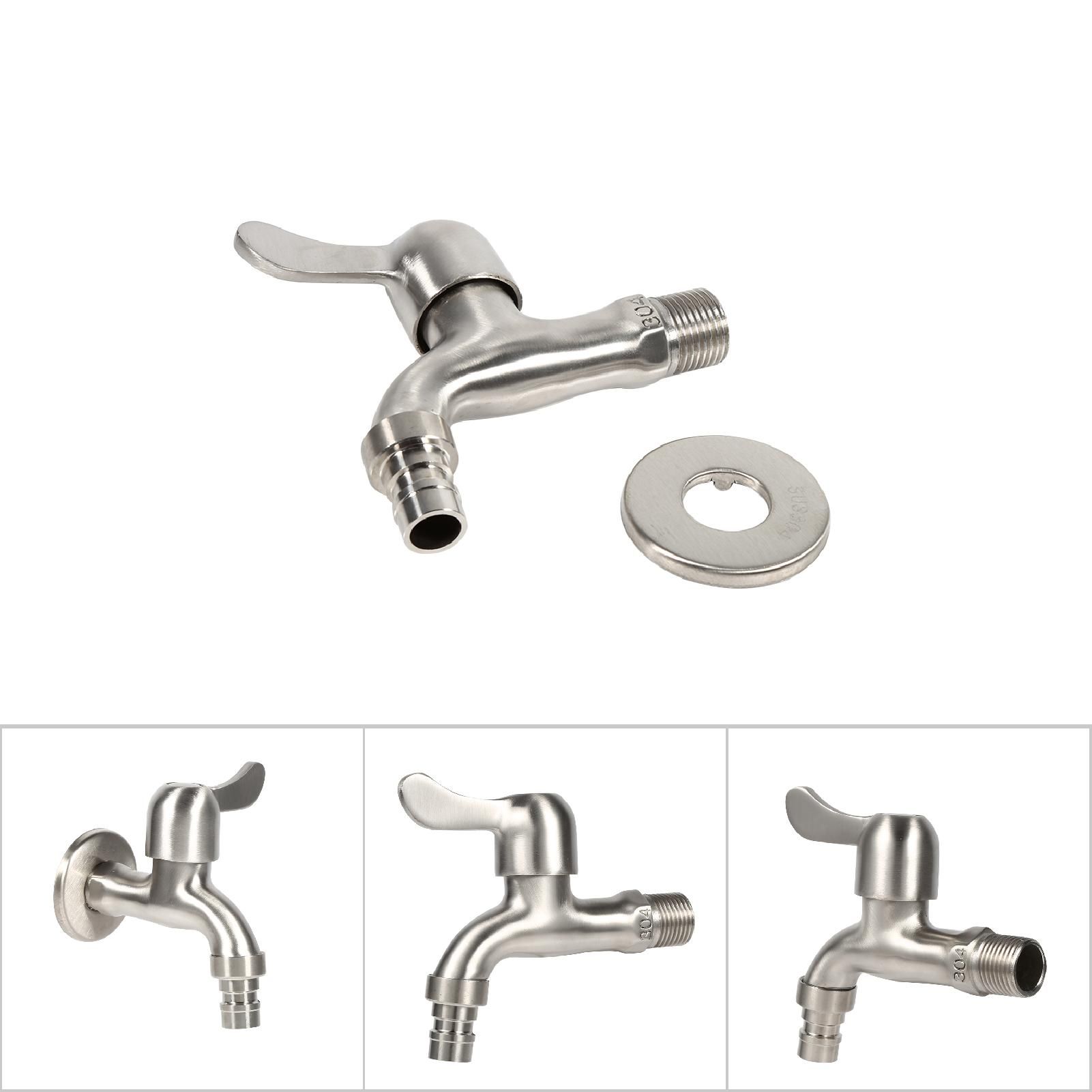 G1/2'' Washing Machine Tub Tap 304 Stainless Steel Chrome Clod Water Faucet view 6