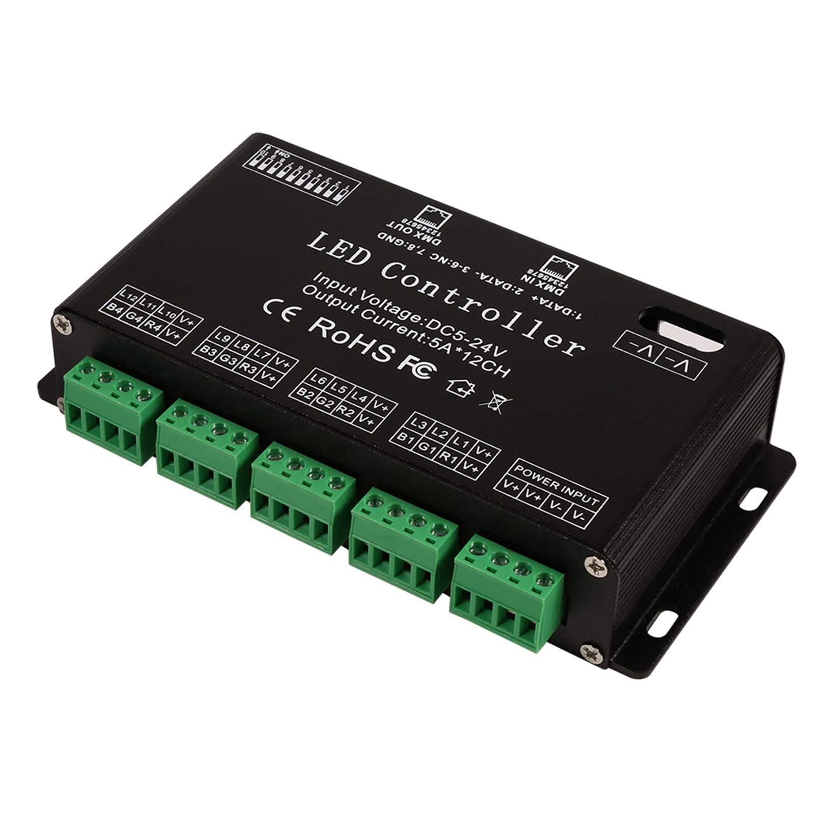DC5V-24V 6 Channel RGB LED Controller DMX Decoder Driver Strip Module Black Color view 3