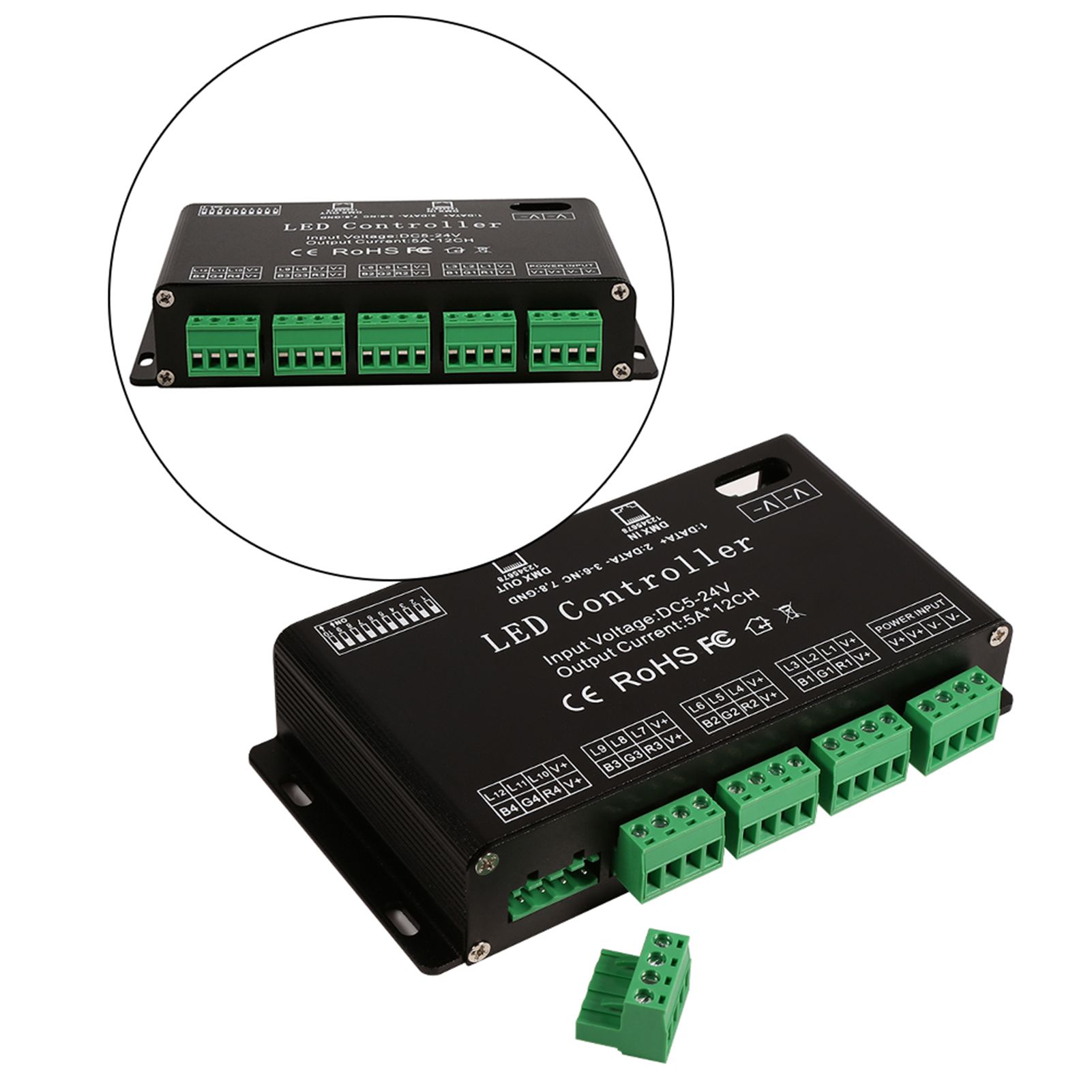 DC5V-24V 6 Channel RGB LED Controller DMX Decoder Driver Strip Module Black Color view 10