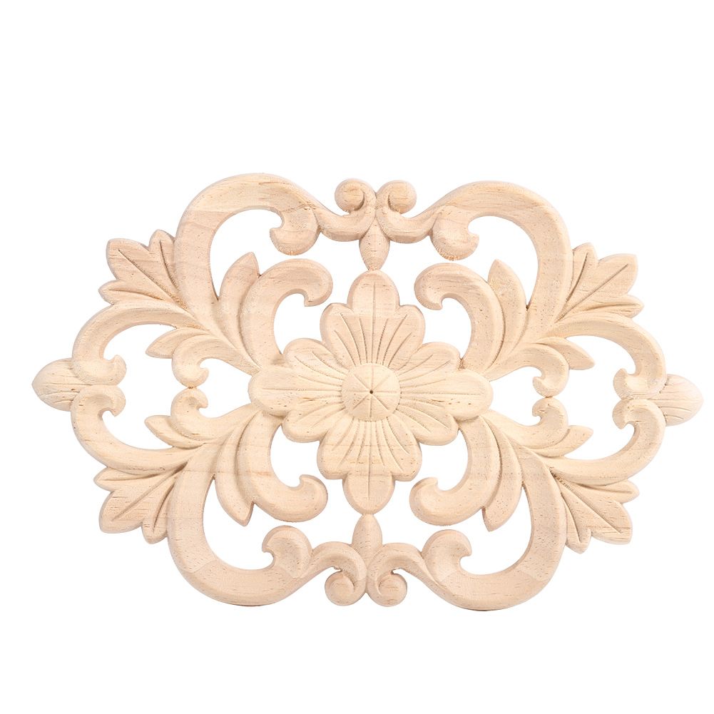 1Pc Wood Carved Onlay Applique Unpainted Furniture for Home Door Cabinet — image 1