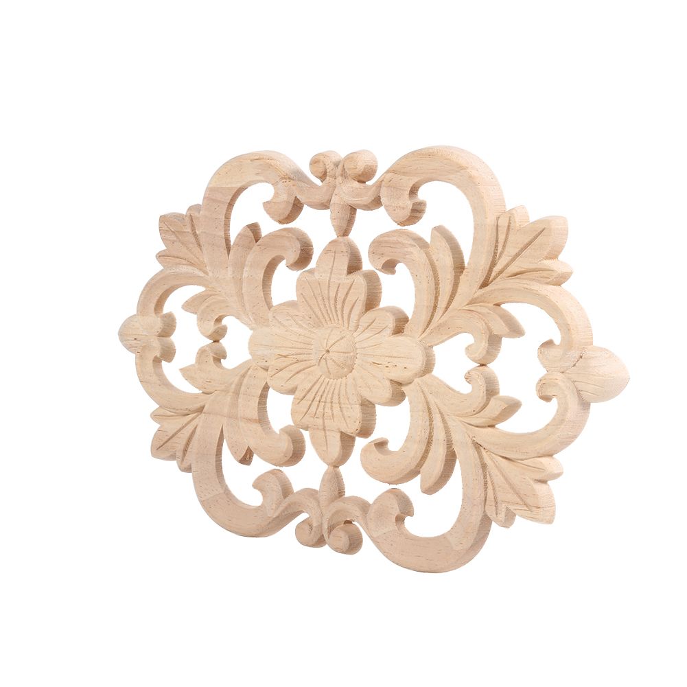 1Pc Wood Carved Onlay Applique Unpainted Furniture for Home Door Cabinet view 2