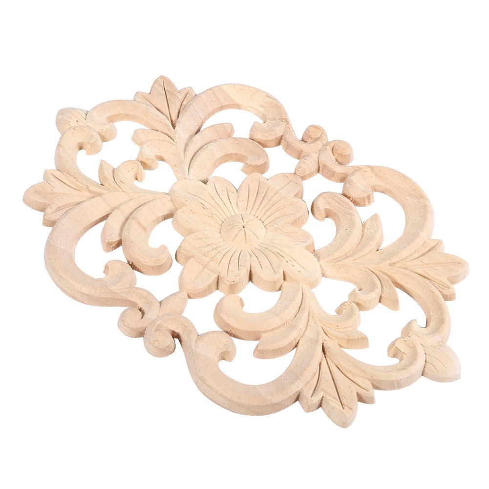1Pc Wood Carved Onlay Applique Unpainted Furniture for Home Door Cabinet view 3