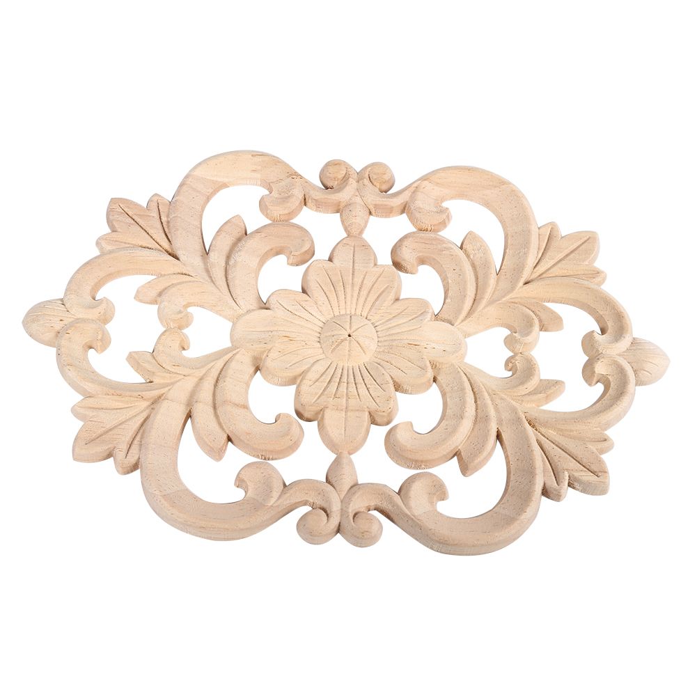 1Pc Wood Carved Onlay Applique Unpainted Furniture for Home Door Cabinet view 4