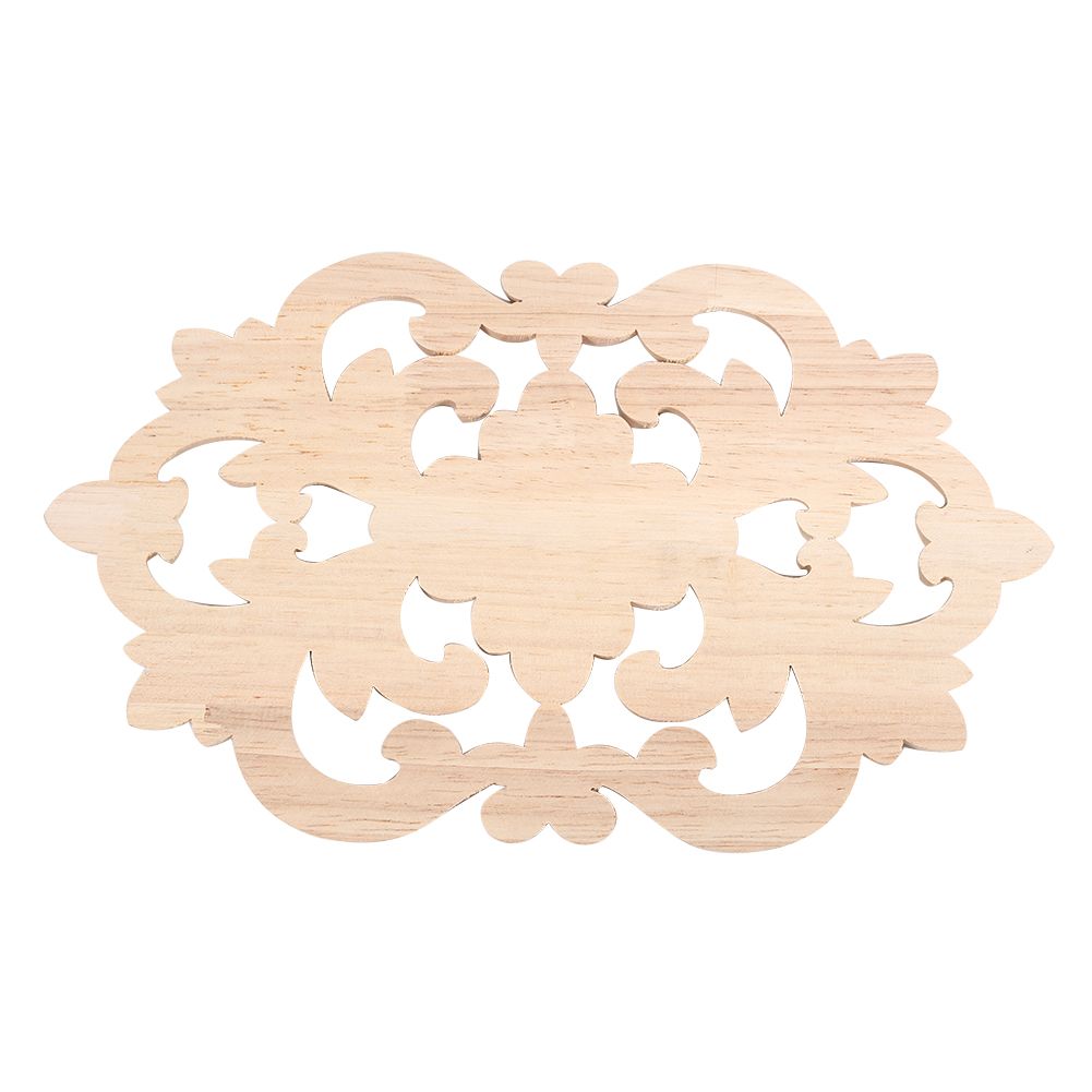 1Pc Wood Carved Onlay Applique Unpainted Furniture for Home Door Cabinet view 5