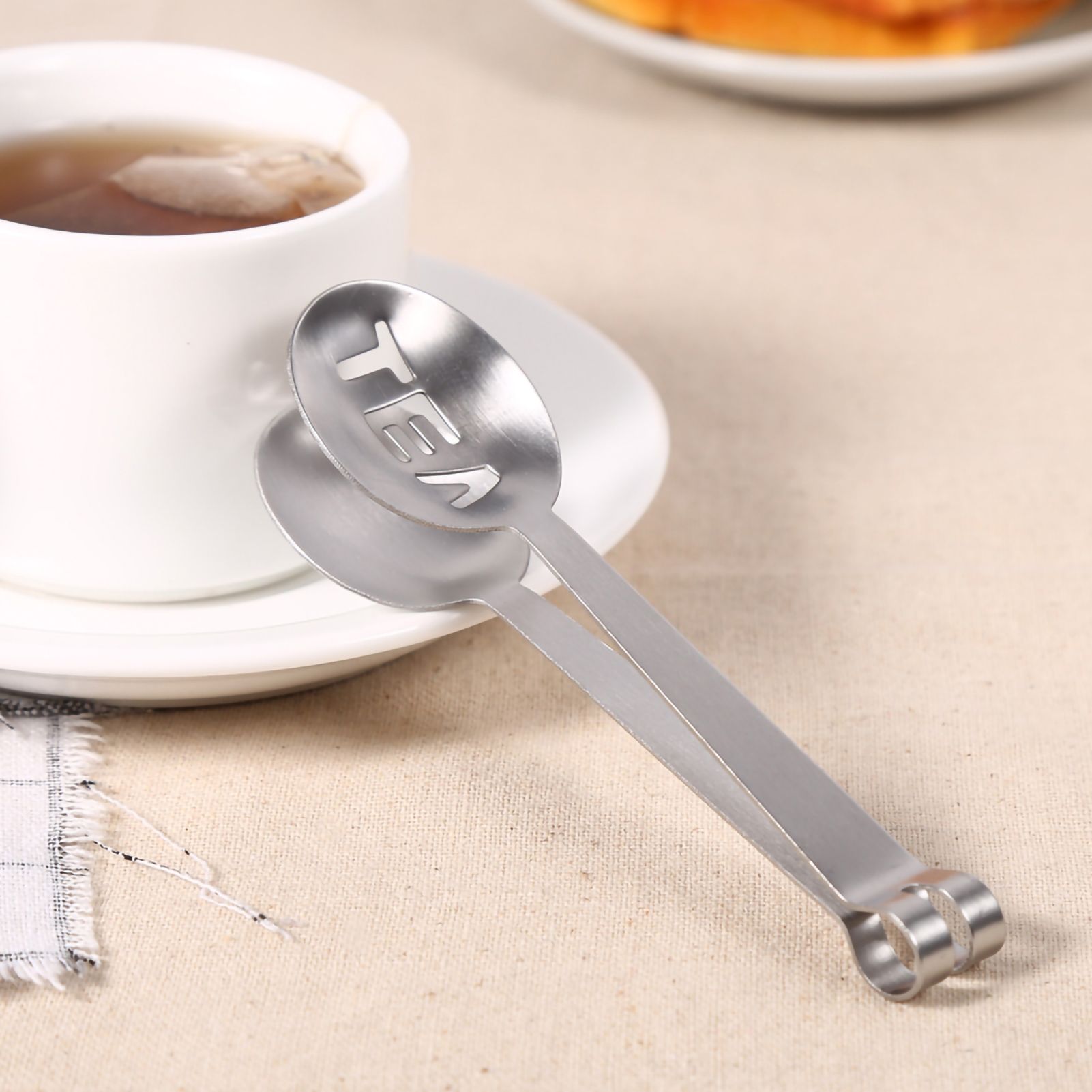 12CM Lightweight Stainless Steel Teabag Tongs Squeezer Strainer Grip Home view 10