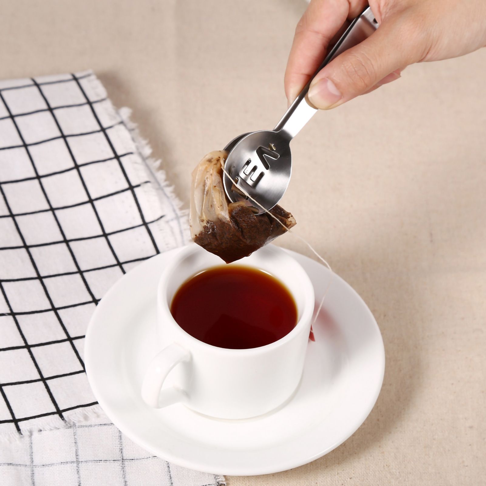 12CM Lightweight Stainless Steel Teabag Tongs Squeezer Strainer Grip Home view 11