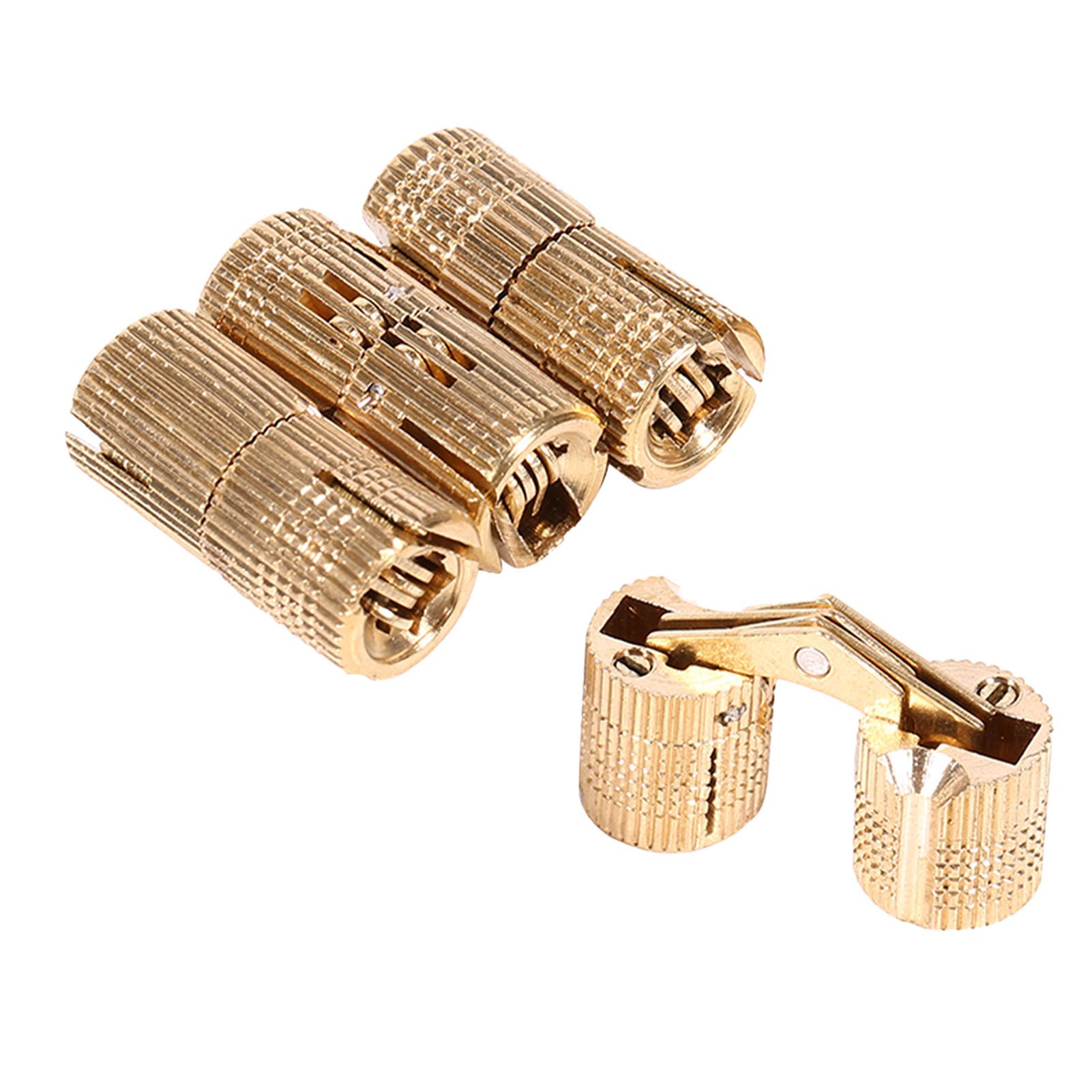 4pcs/pack Copper Cabinet Door Concealed Barrel Hinge for Worktops DIY Project 10mm view 2