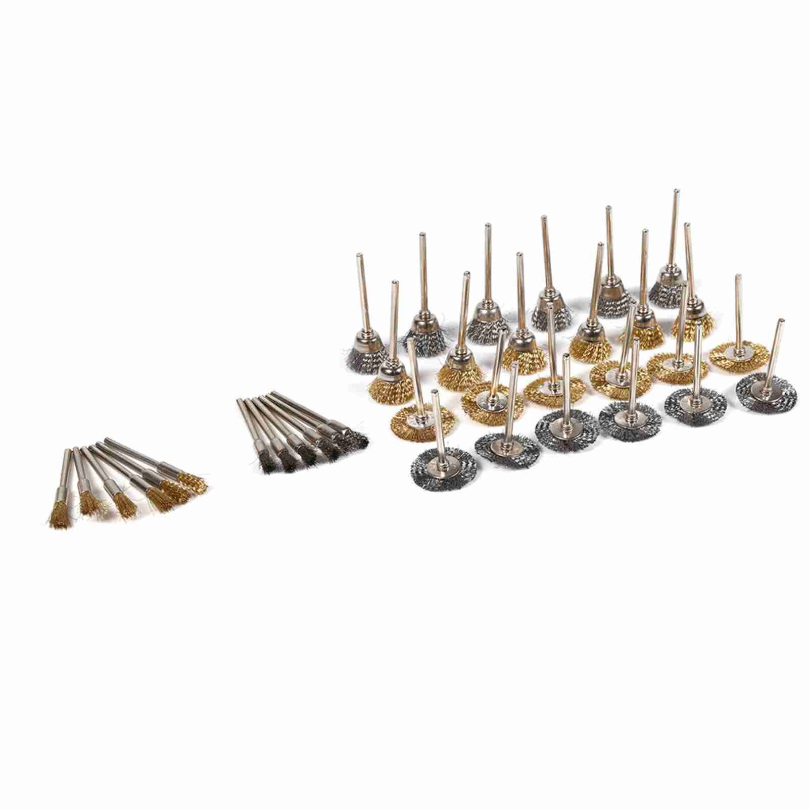 36pcs Brass Steel Wire Brush Set Pen Cup Wheel Shaped Polishing Cleaning view 4