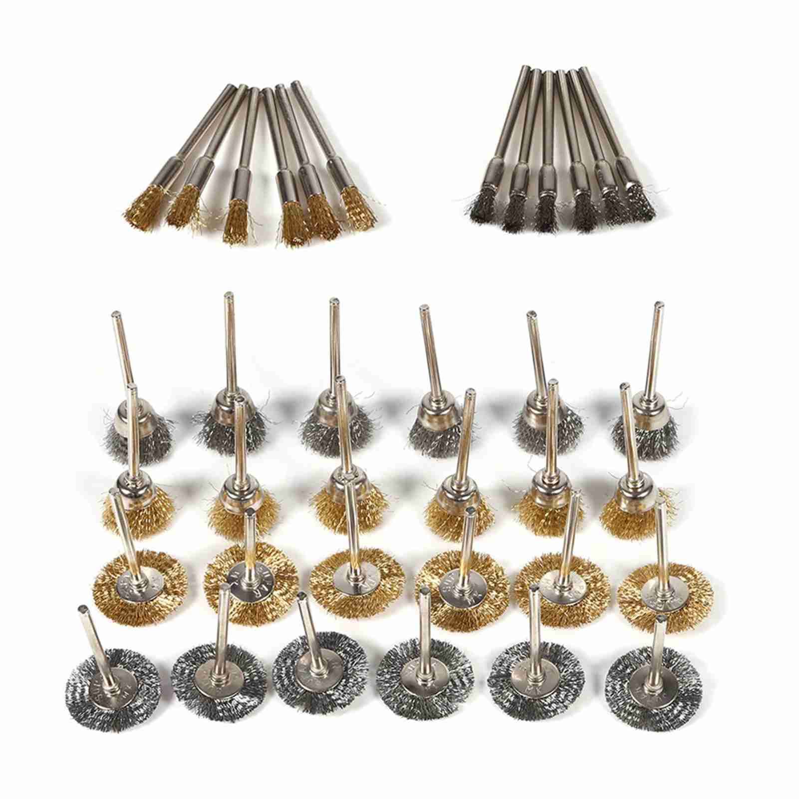 36pcs Brass Steel Wire Brush Set Pen Cup Wheel Shaped Polishing Cleaning view 5