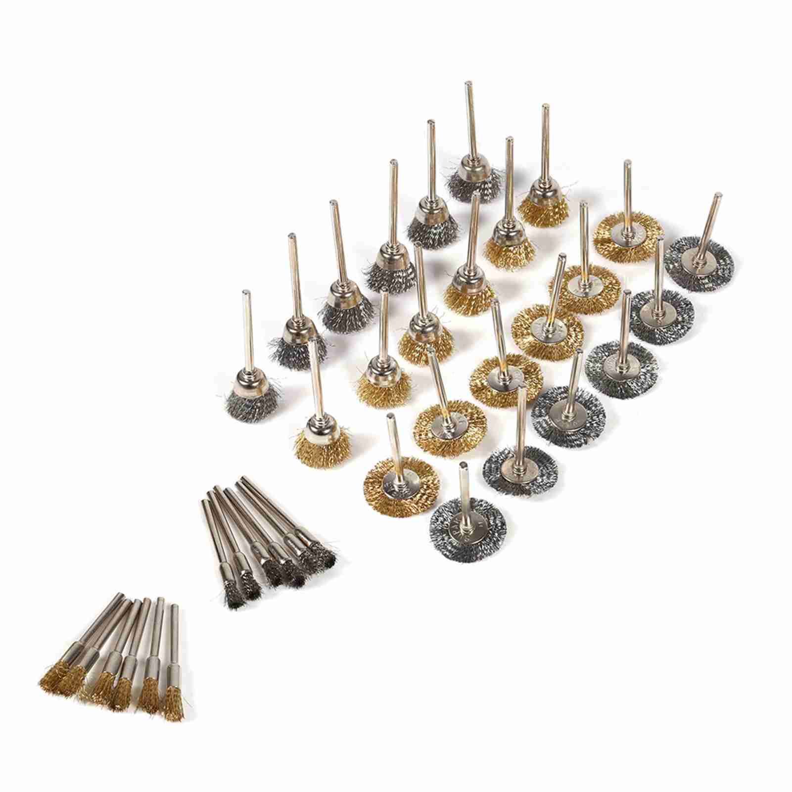 36pcs Brass Steel Wire Brush Set Pen Cup Wheel Shaped Polishing Cleaning view 6