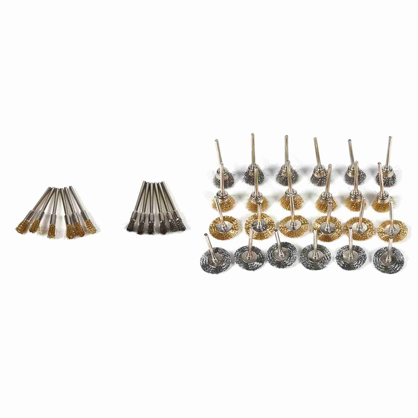 36pcs Brass Steel Wire Brush Set Pen Cup Wheel Shaped Polishing Cleaning view 10