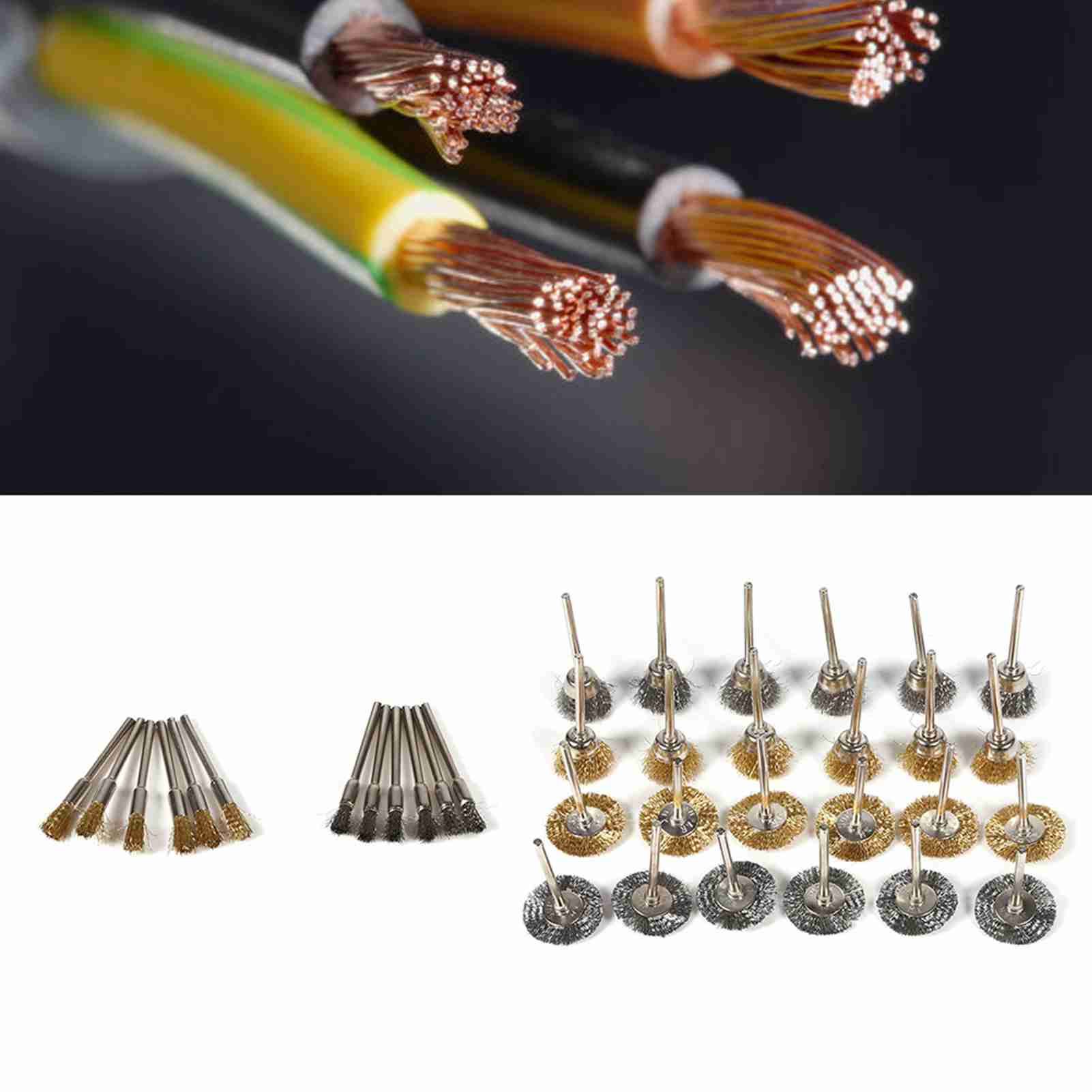 36pcs Brass Steel Wire Brush Set Pen Cup Wheel Shaped Polishing Cleaning view 12