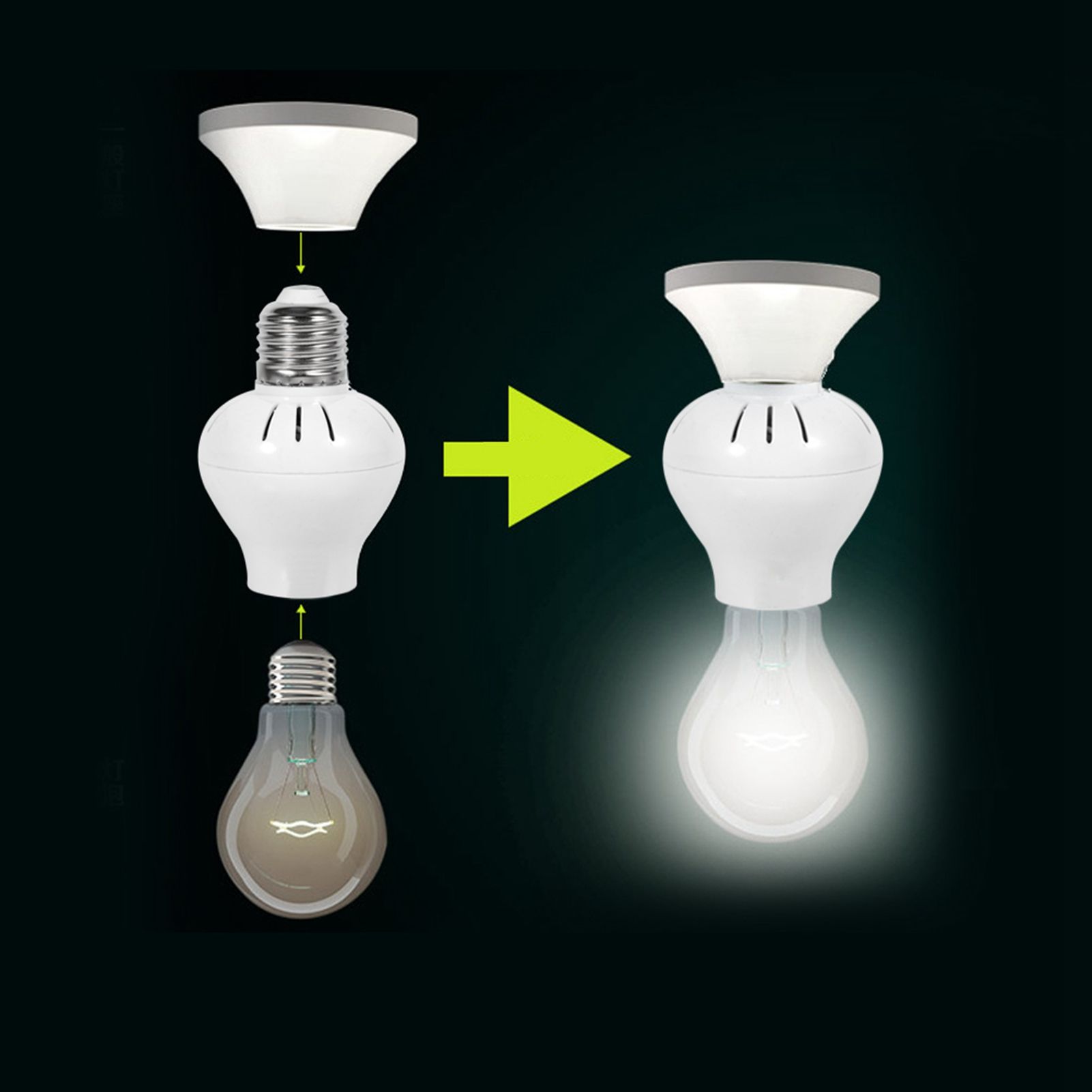 E27 Microwave Radar PIR Motion Sensor LED Light Bulb Switch Socket Lamp Holder view 10