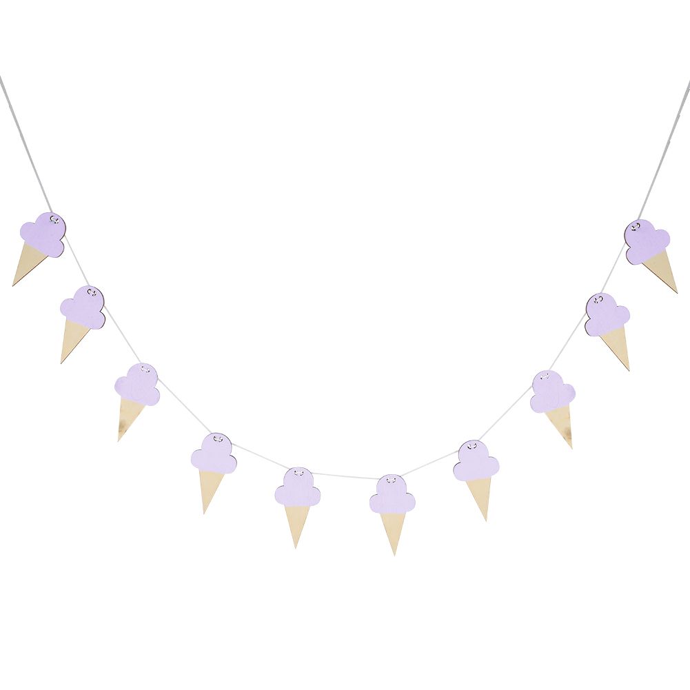 10Pcs Ice Cream Shape Wooden Hanging Garland Nursery Children Bedroom Wall