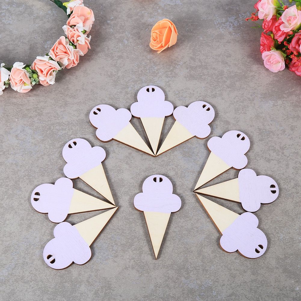 10Pcs Ice Cream Shape Wooden Hanging Garland Nursery Children Bedroom Wall view 3