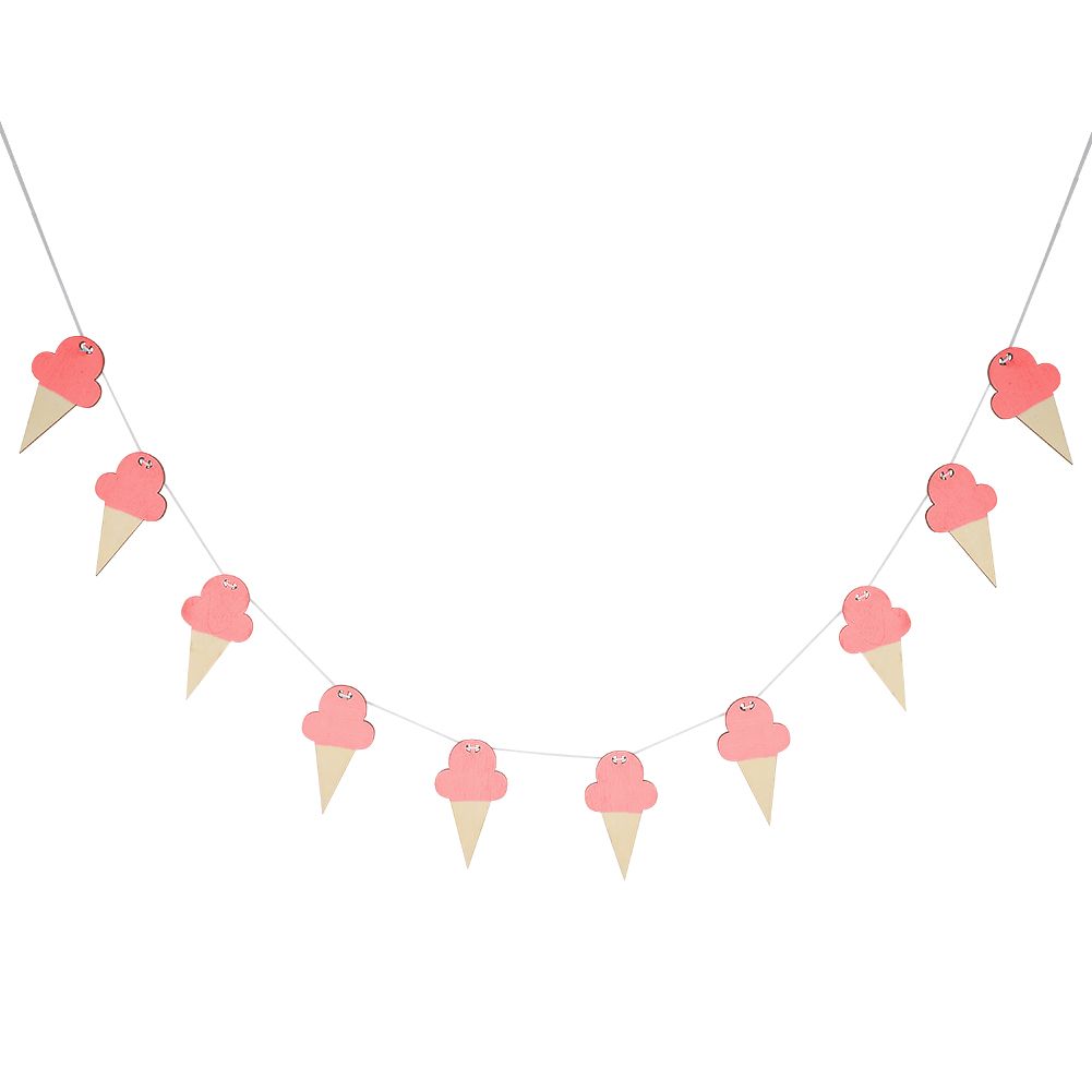 10Pcs Ice Cream Shape Wooden Hanging Garland Nursery Children Bedroom Wall