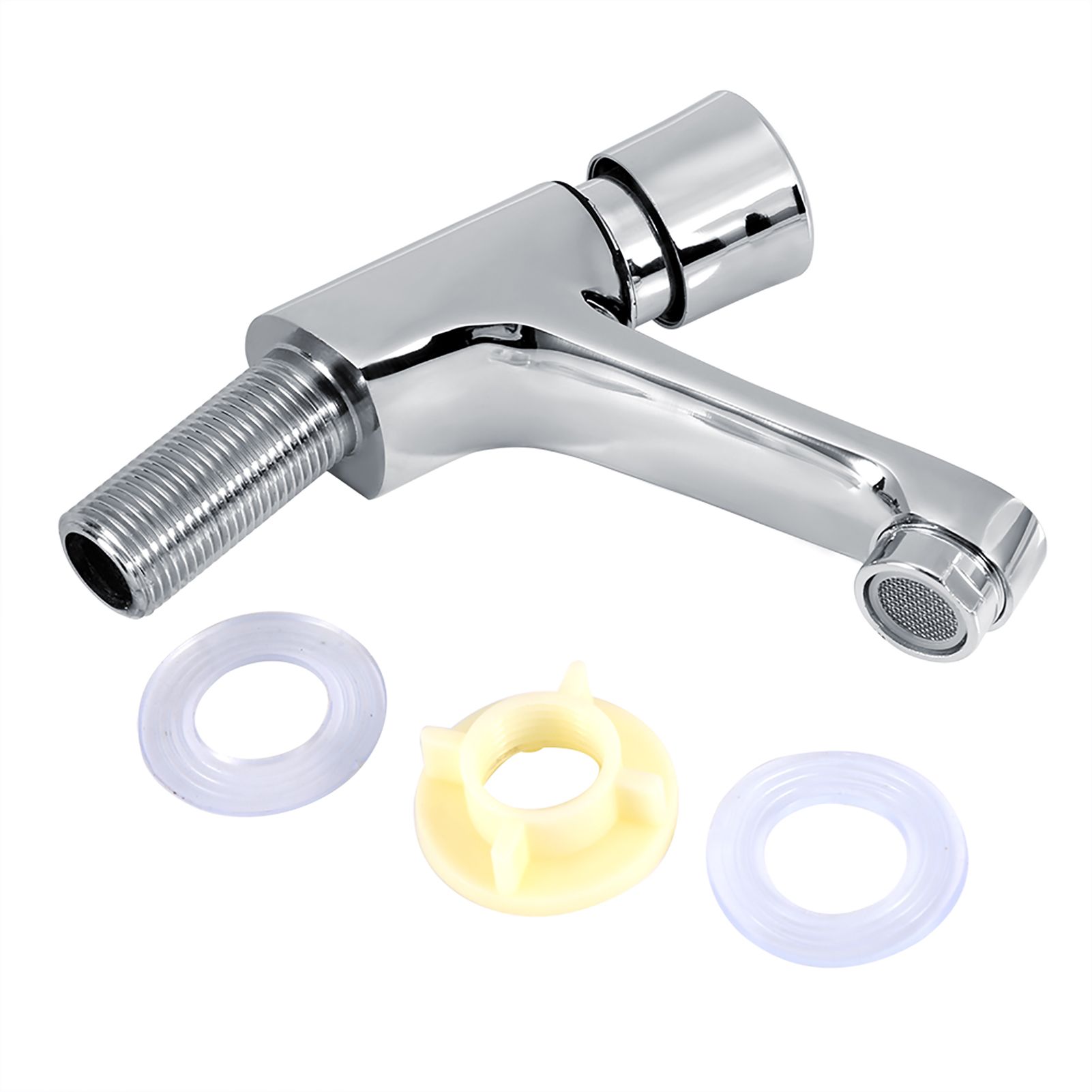 Public Ktchen Bathroom Chrome Plated Self Closing Water Saving Time Delay view 7