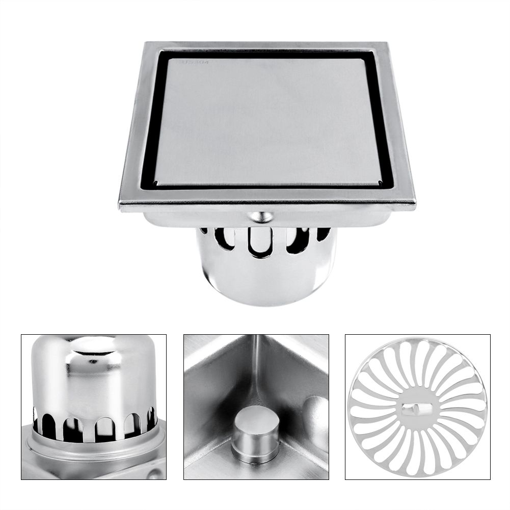 Home Stainless Steel Square Shape Anti odor Bathroom Floor Drain Waste Gate view 6